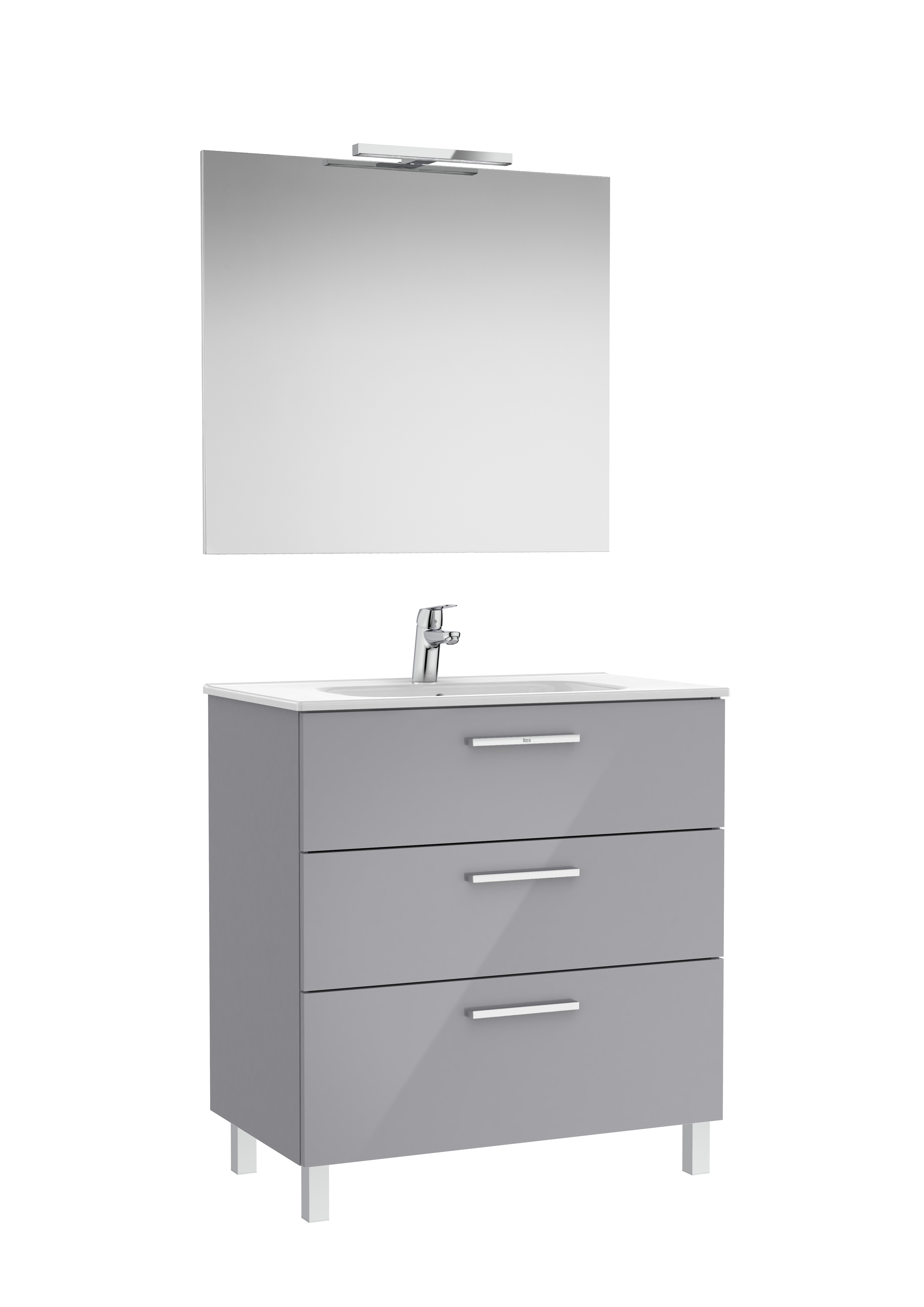 Victoria pack 3 tiroirs 800mm gris galet brillant