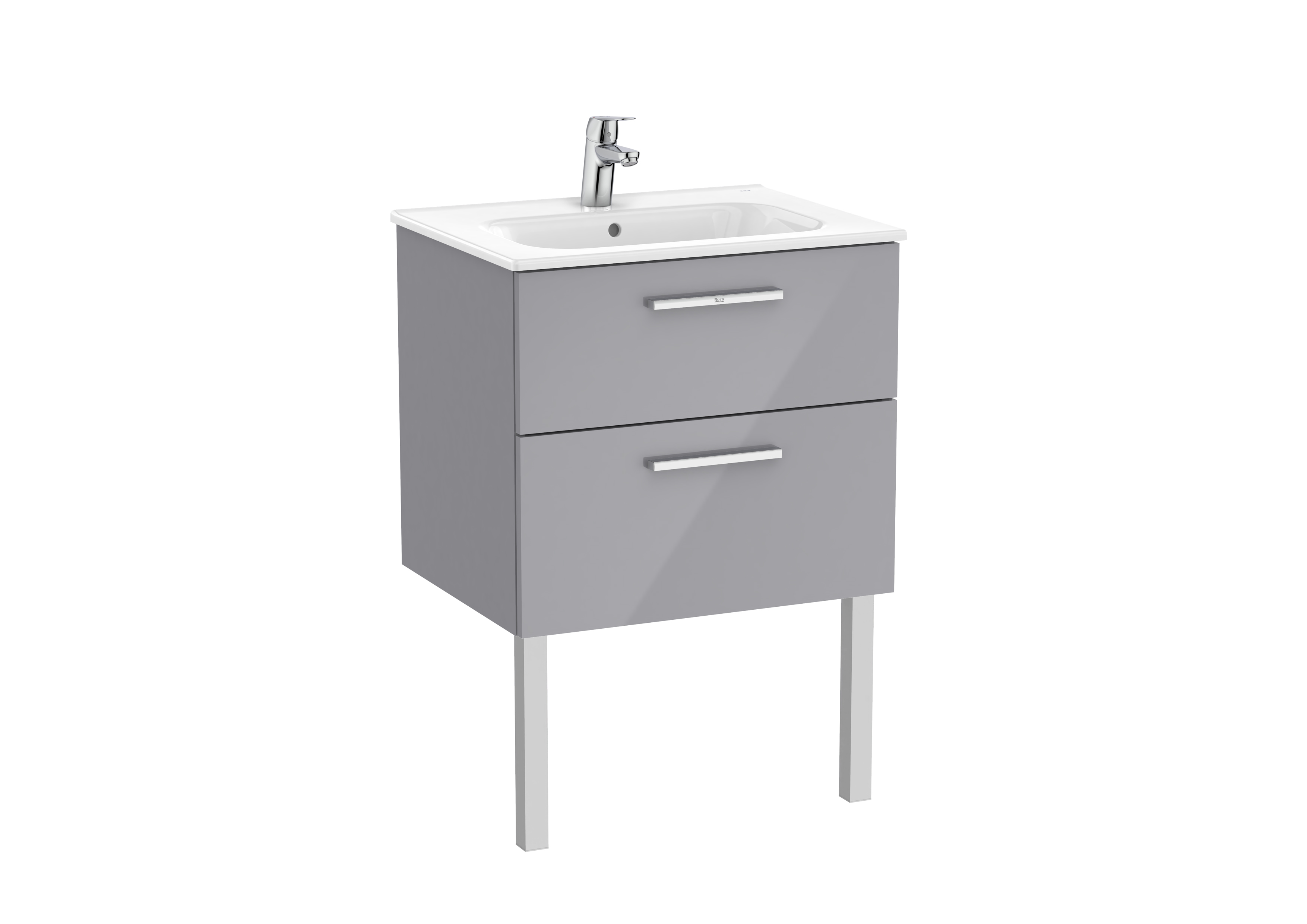 Victoria unik meuble 2 tiroirs + lavabo 600mm gris galet brillant