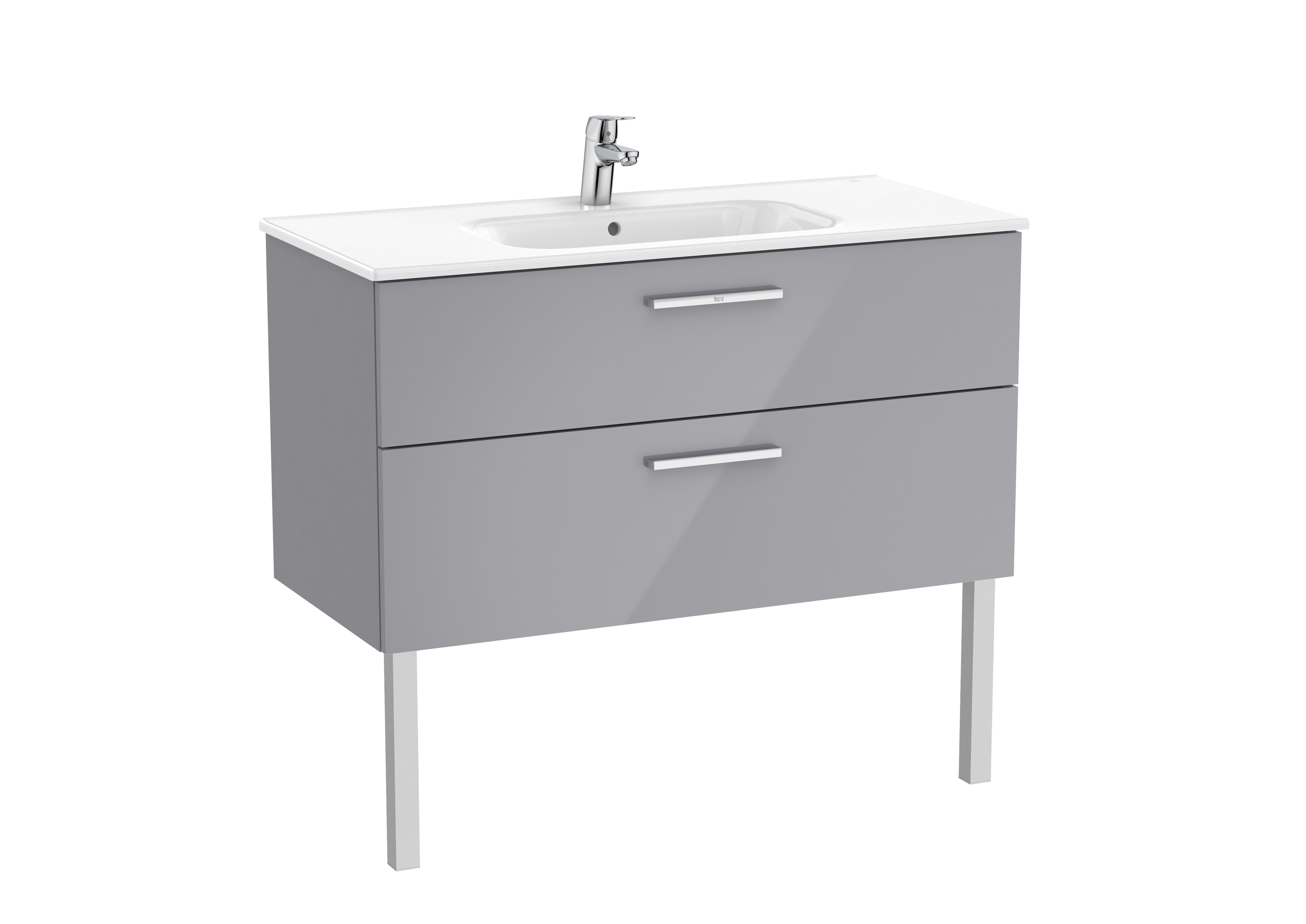 Victoria unik meuble 2 tiroirs + lavabo 1000mm gris galet brillant