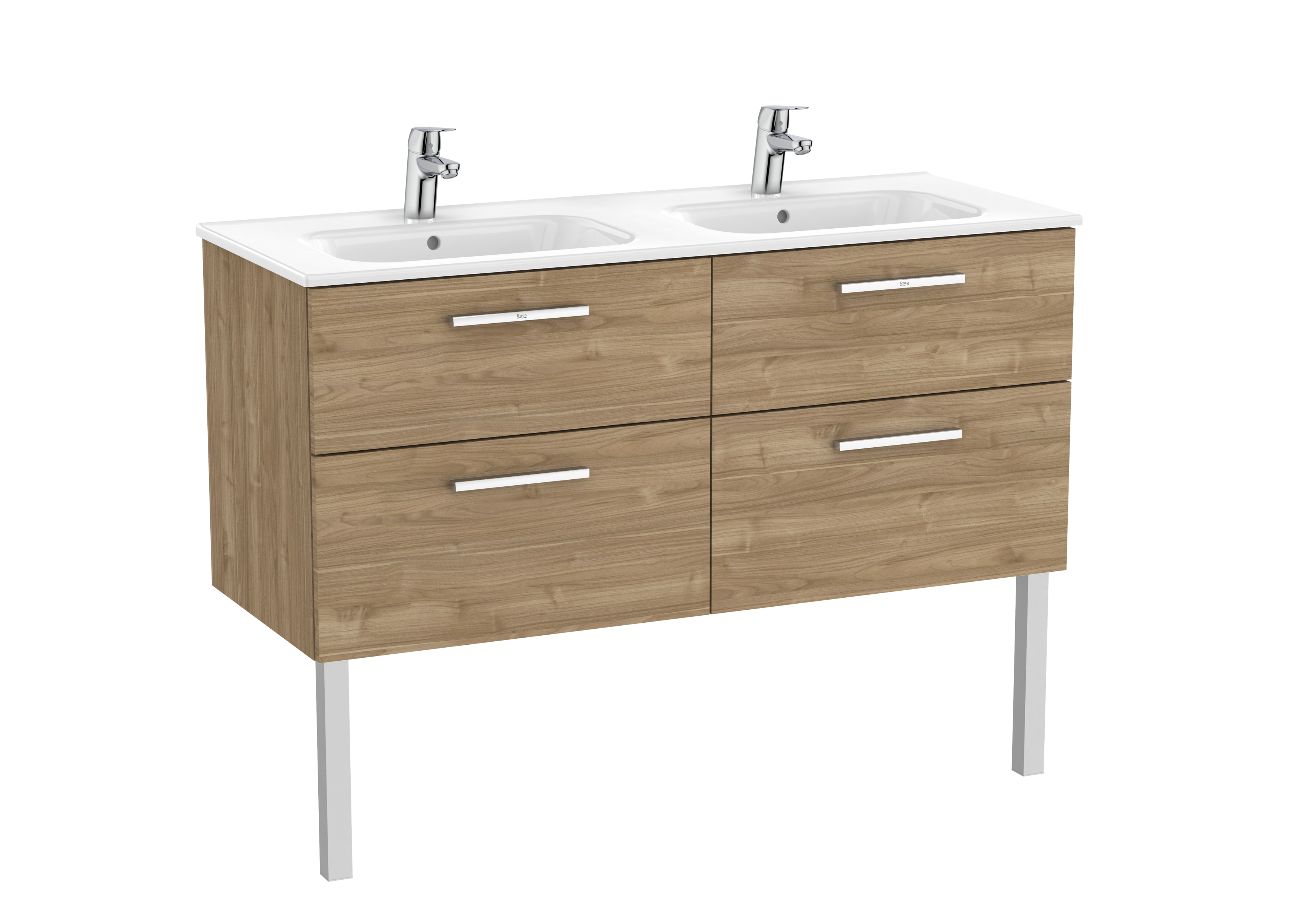 Victoria unik meuble 4 tiroirs + lavabo double 1200mm noyer