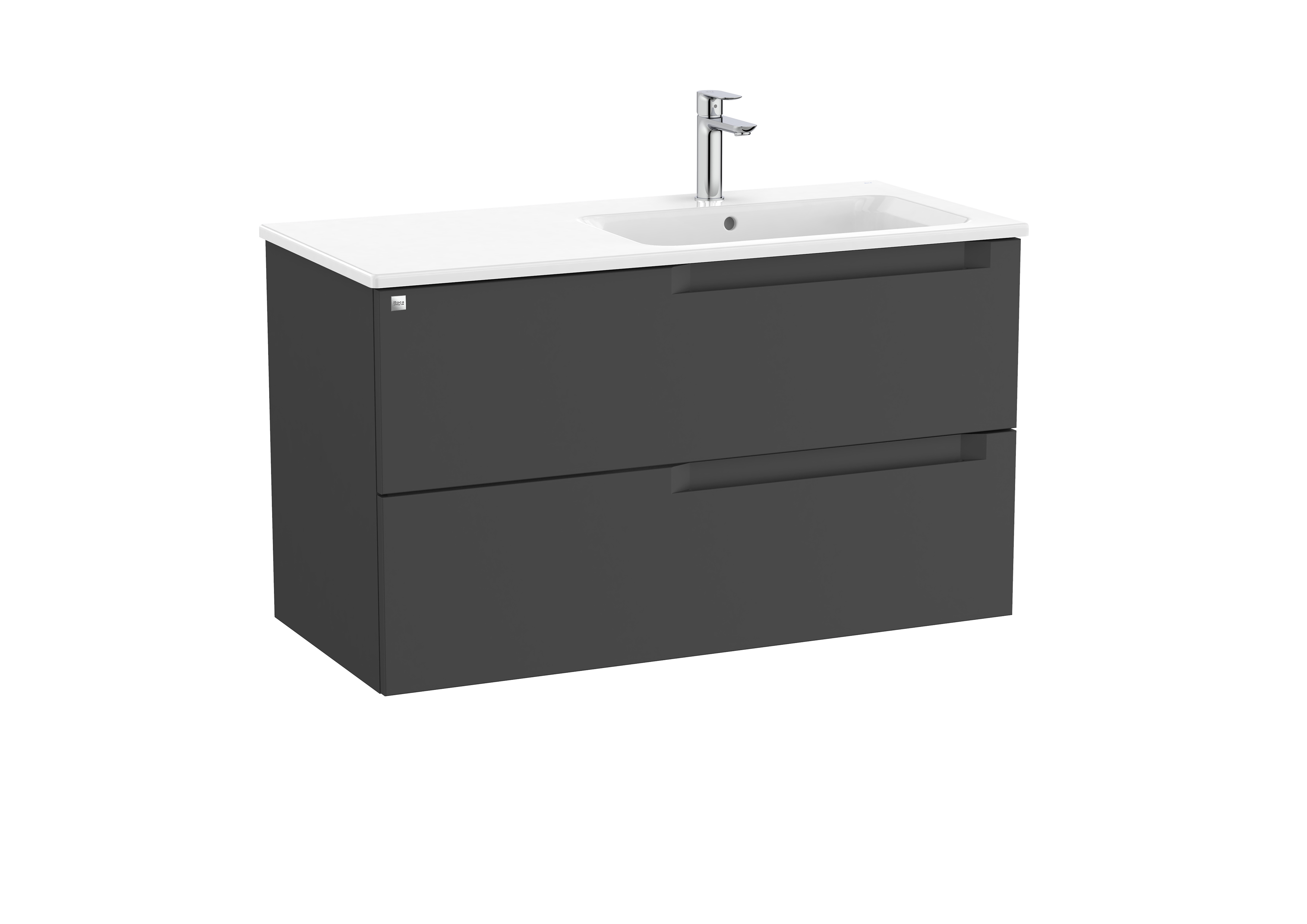 Aleyda unik 2 tiroirs lavabo à droite 1000 mm noir mat