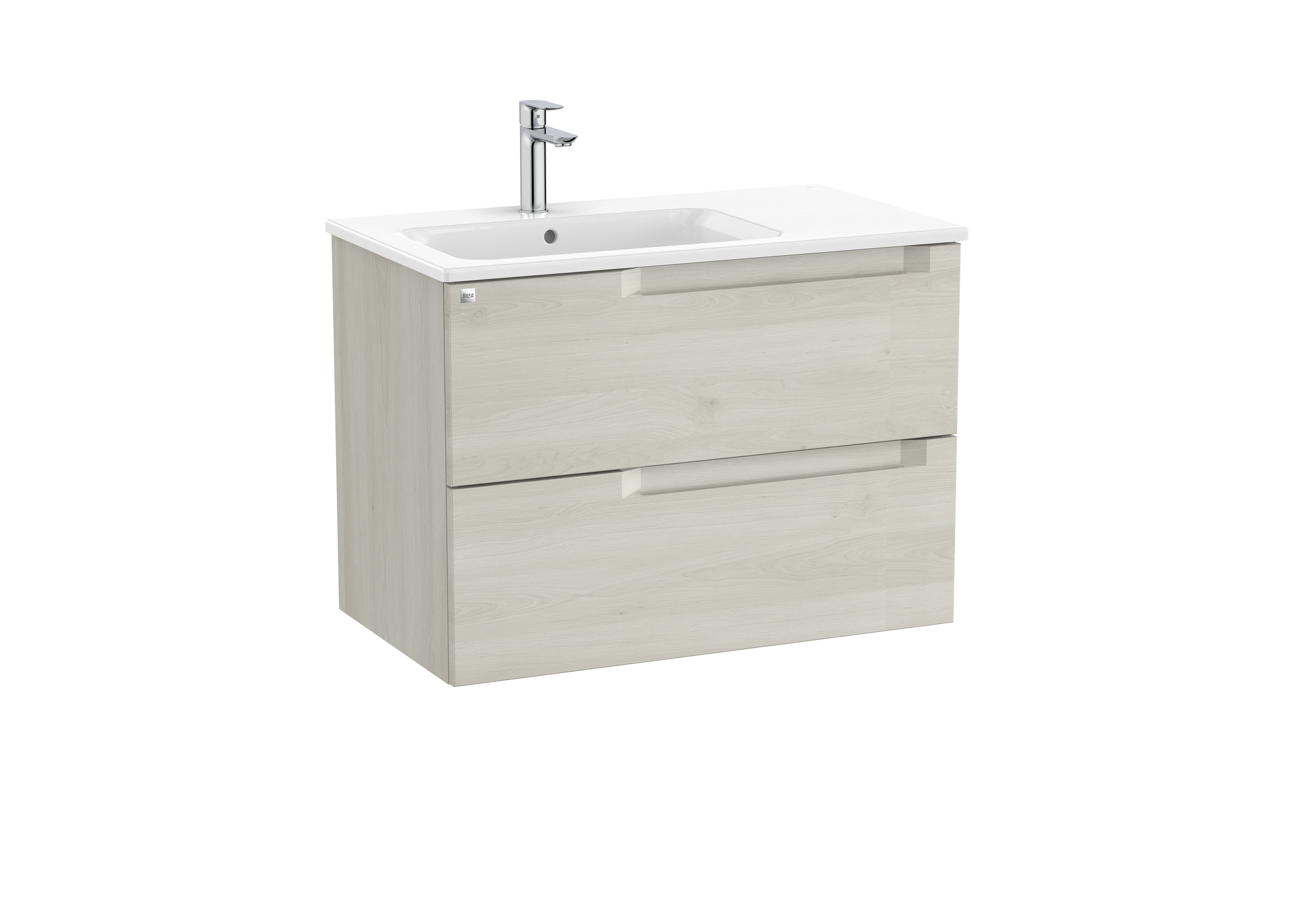 Aleyda unik 2 tiroirs lavabo à gauche 800 mm bois blanchi