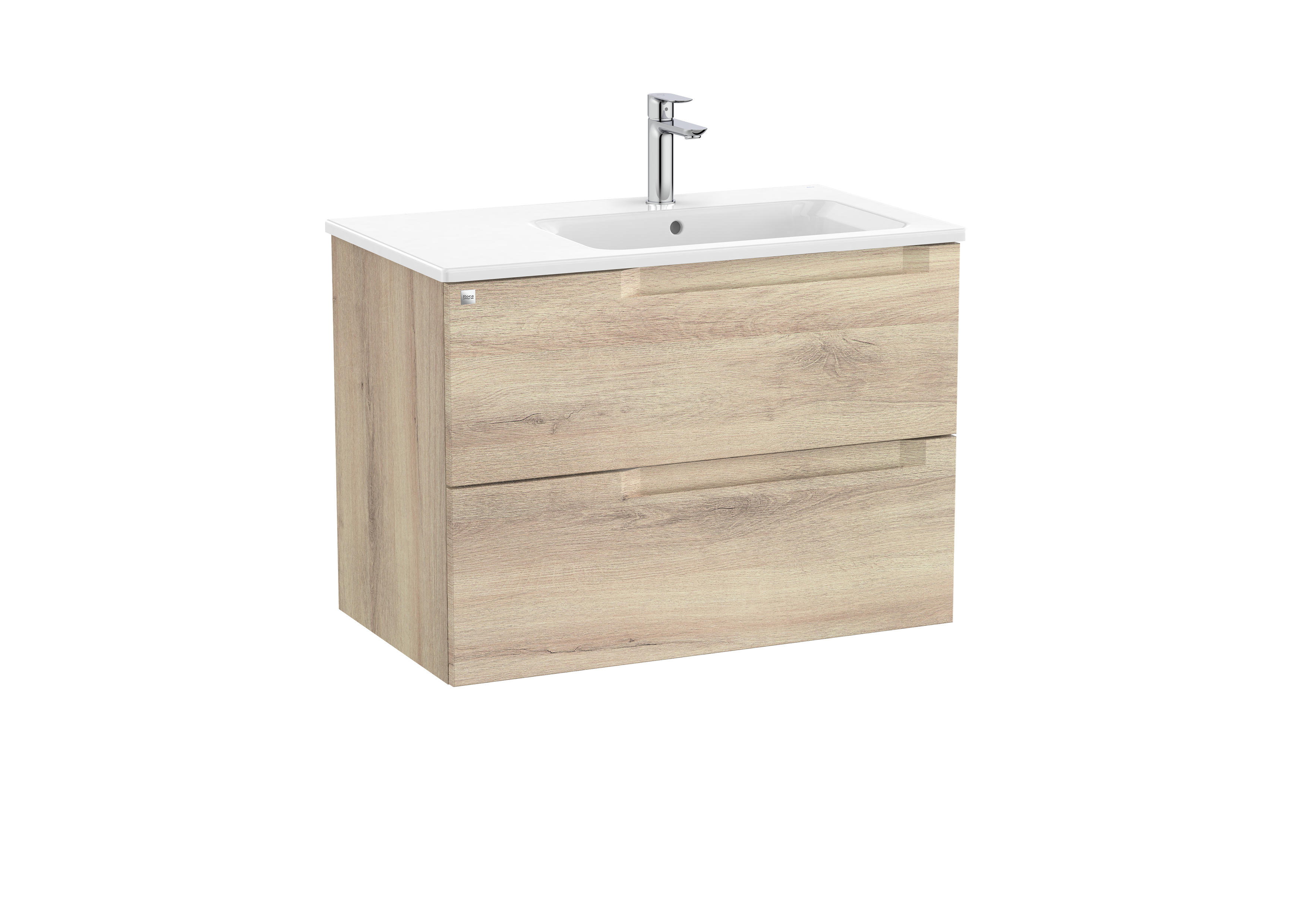 Aleyda unik 2 tiroirs lavabo à droite 800 mm bois naturel