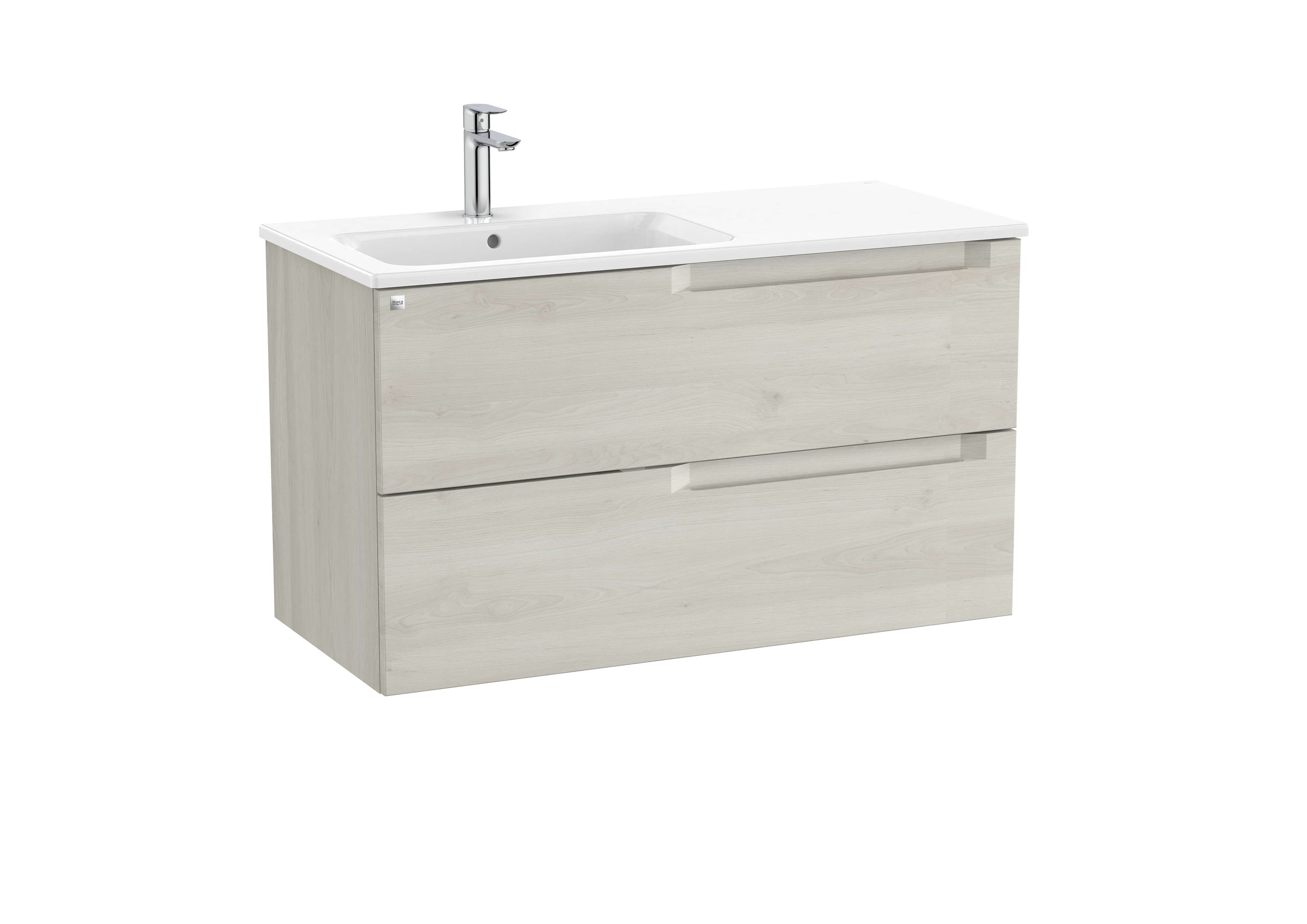 Aleyda unik 2 tiroirs lavabo à gauche 1000 mm bois blanchi