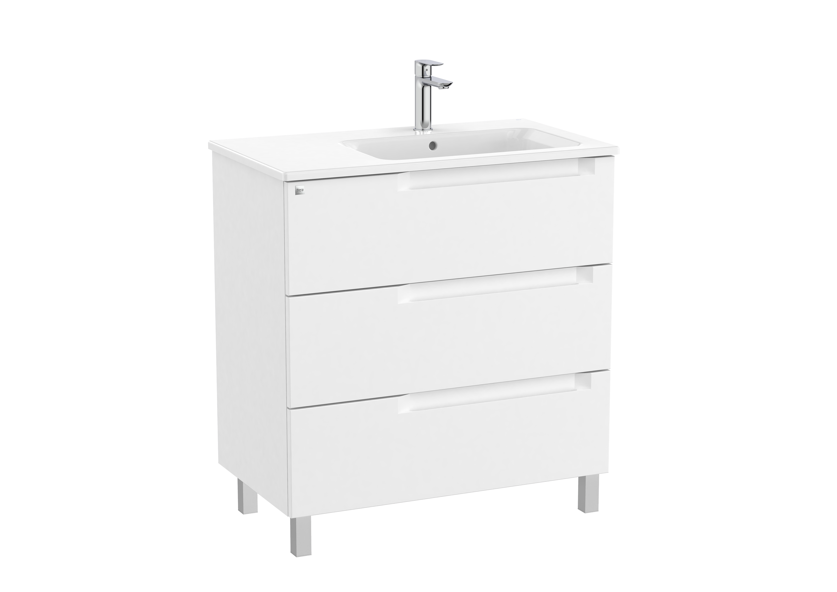 Aleyda unik 3 tiroirs lavabo à droite 800 mm blanc mat