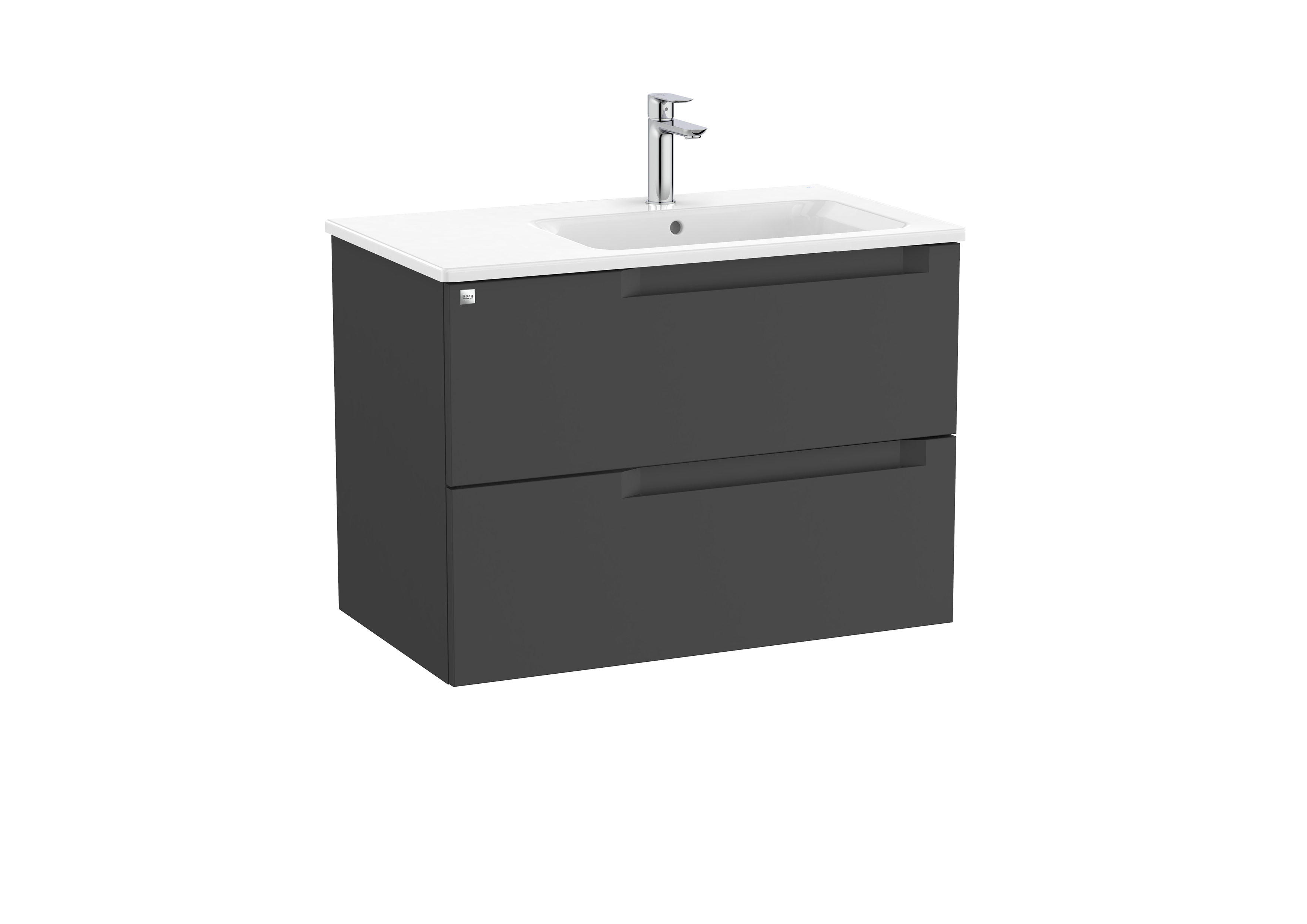 Aleyda unik 2 tiroirs lavabo à droite 800 mm noir mat