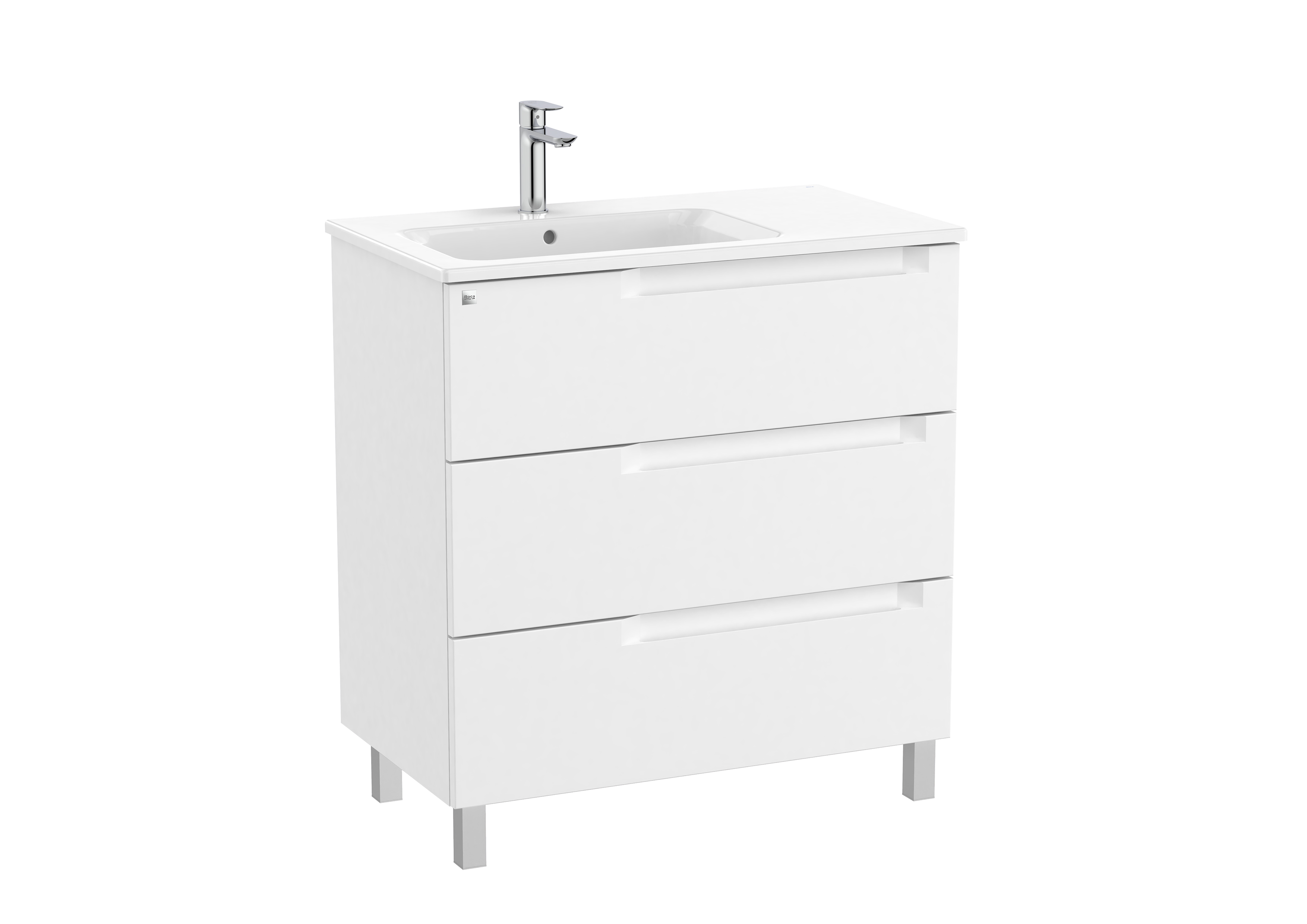 Aleyda unik 3 tiroirs lavabo à gauche 800 mm blanc mat