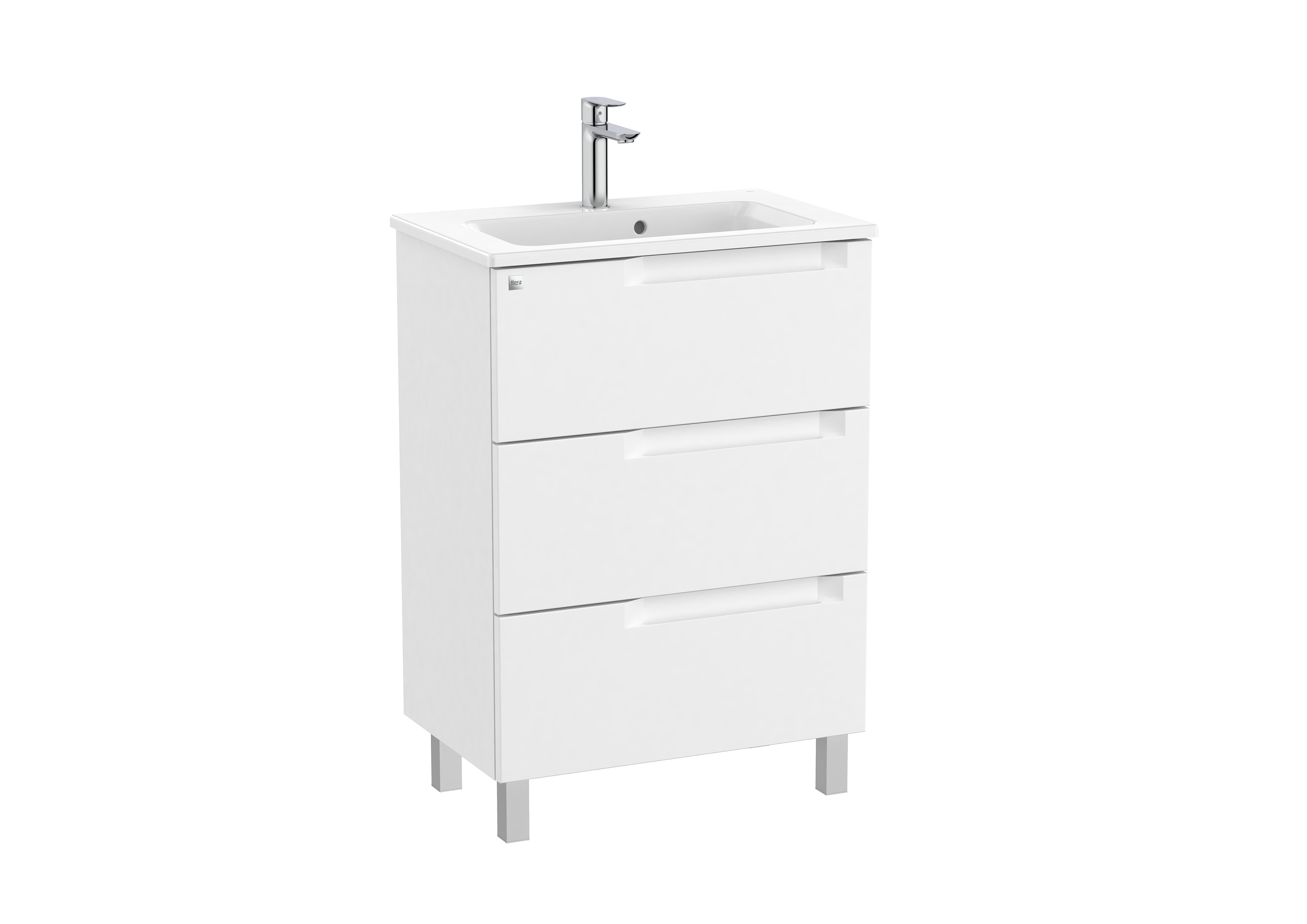 Aleyda unik compact 3 tiroirs 600 mm blanc mat