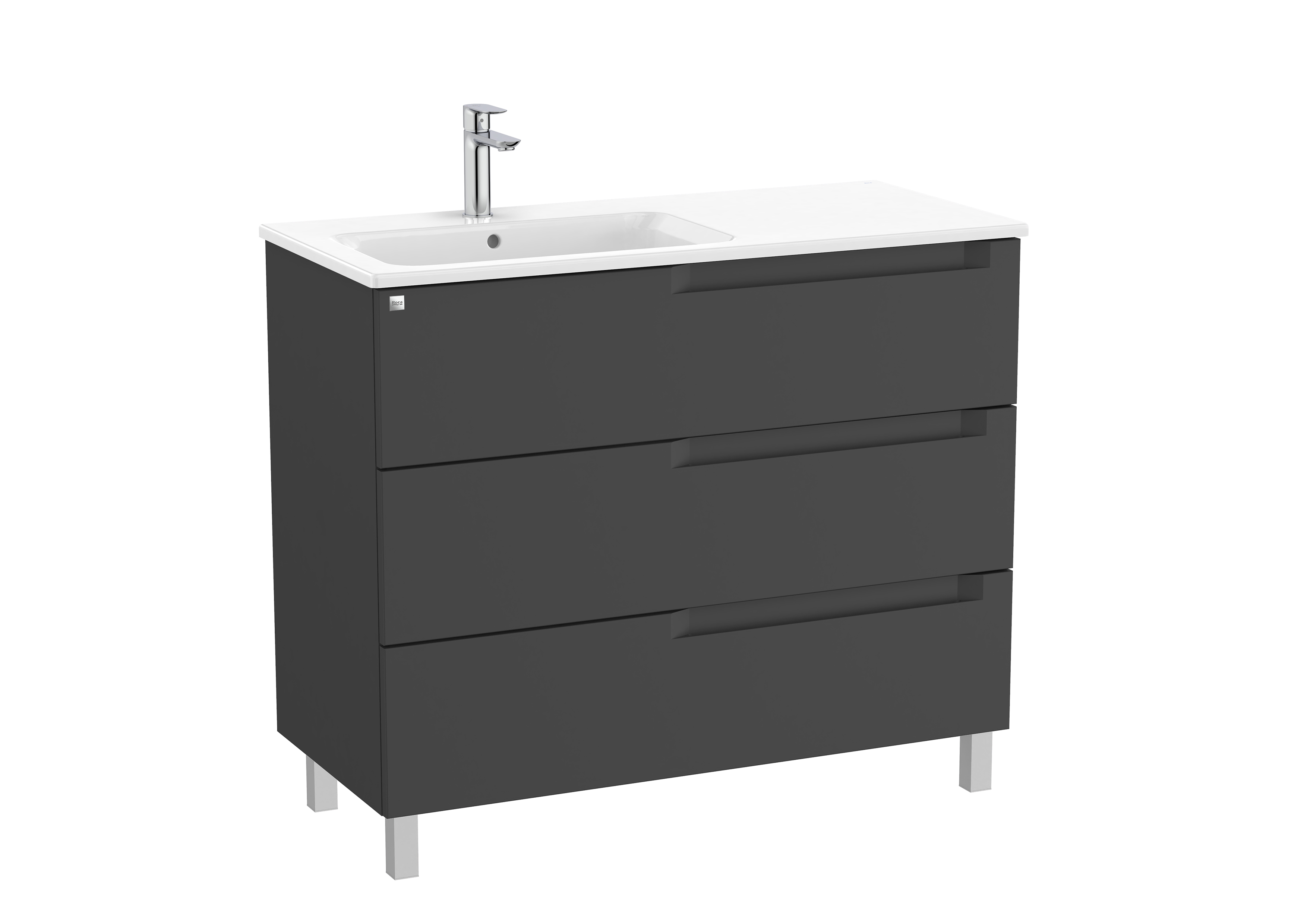 Aleyda unik 3 tiroirs lavabo à gauche 1000 mm noir mat