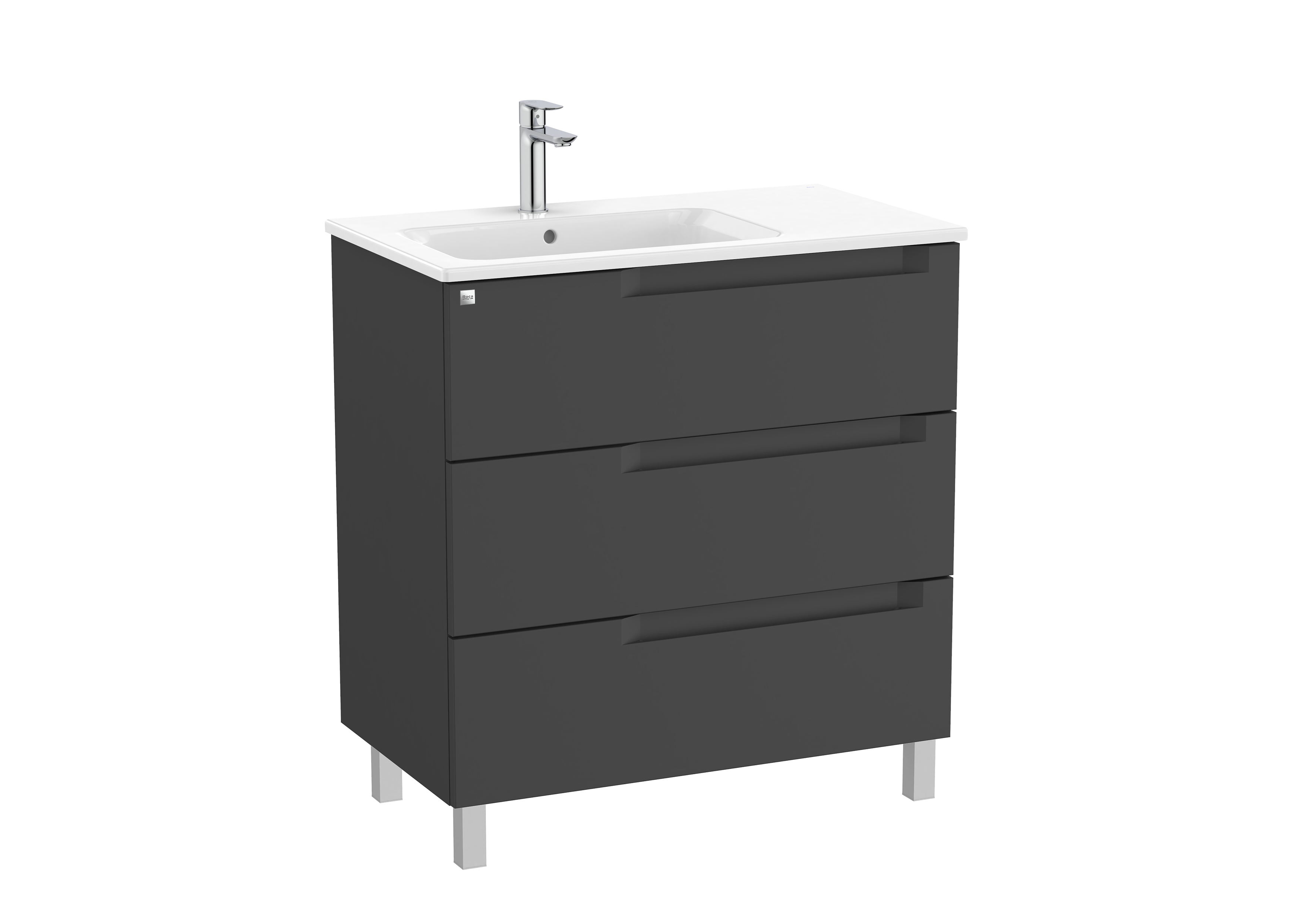 Aleyda unik 3 tiroirs lavabo à gauche 800 mm noir mat