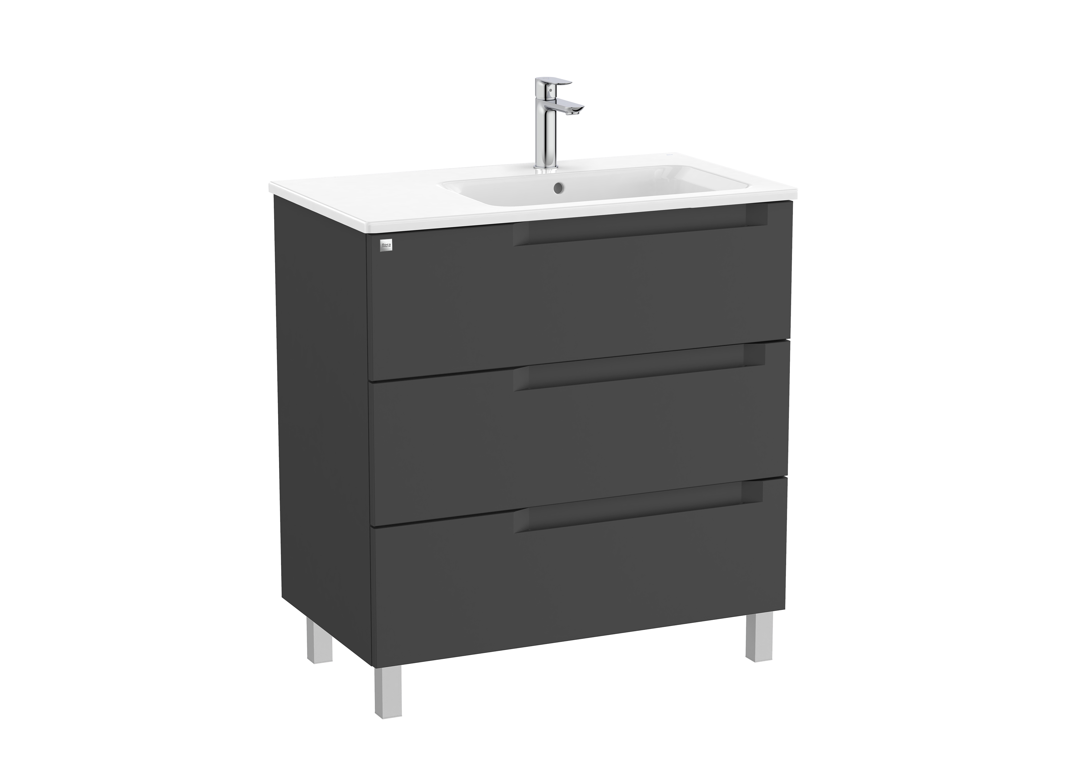 Aleyda unik 3 tiroirs lavabo à droite 800 mm noir mat