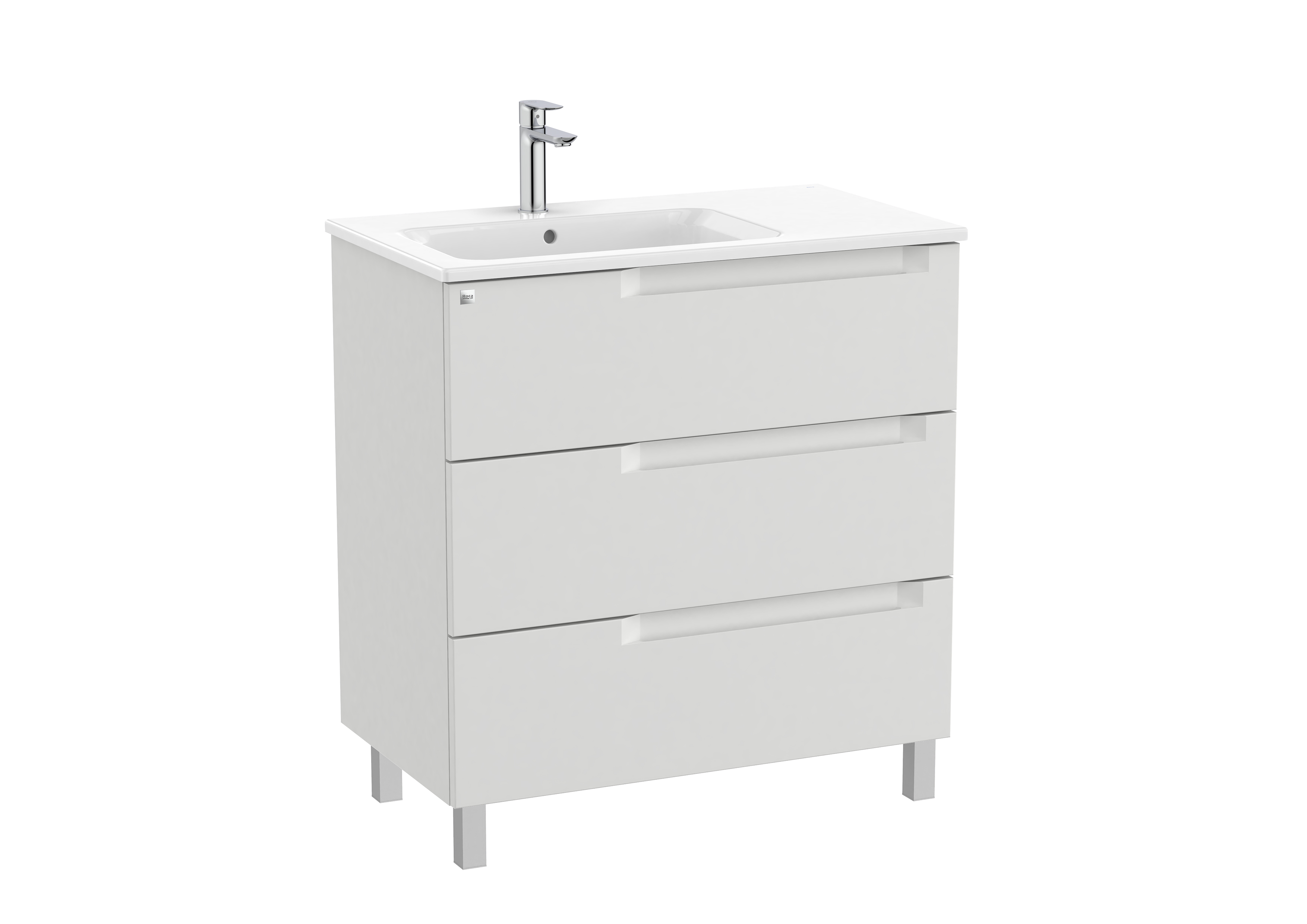 Aleyda unik 3 tiroirs lavabo à gauche 800 mm gris pierre mat