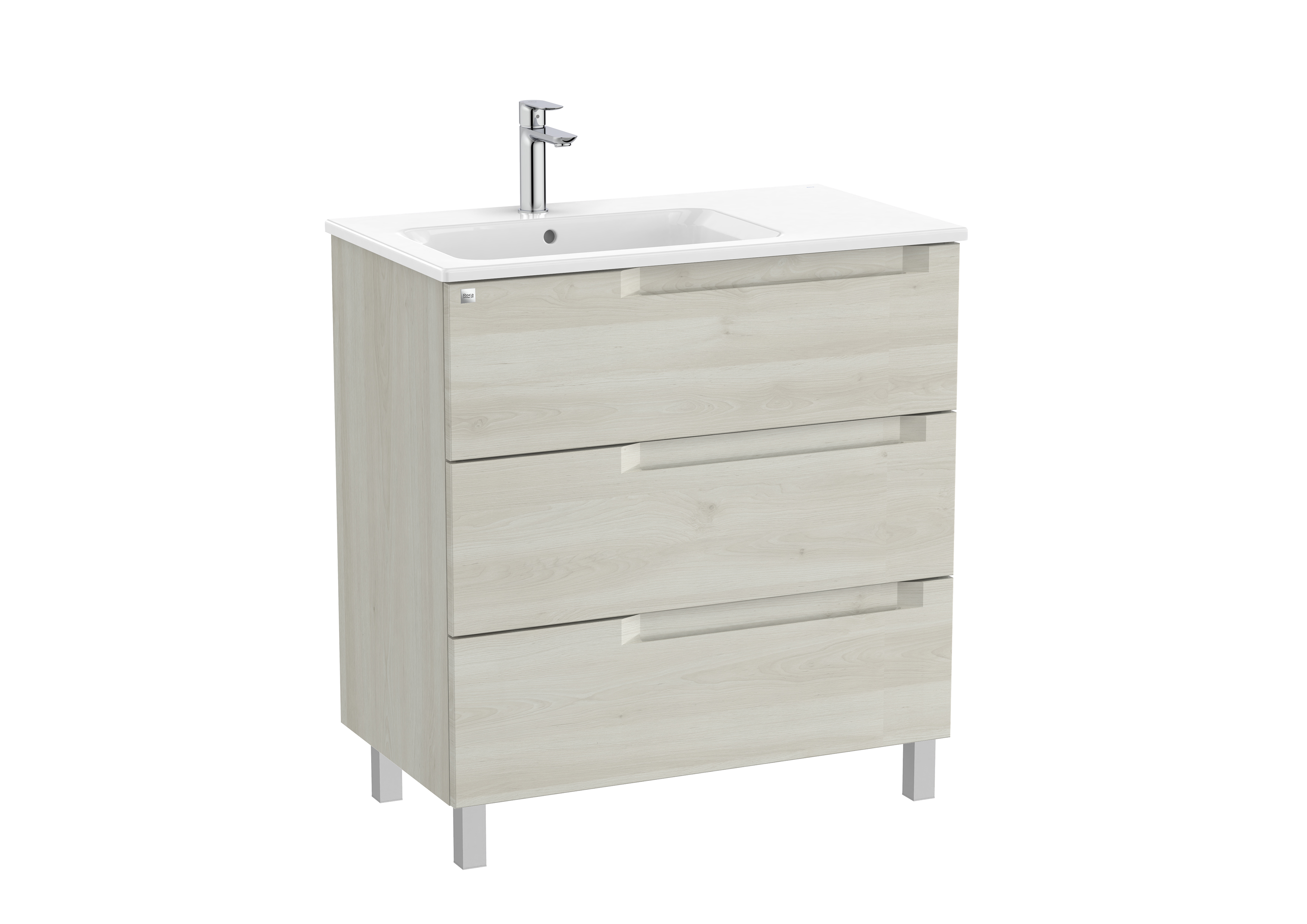 Aleyda unik 3 tiroirs lavabo à gauche 800 mm bois blanchi