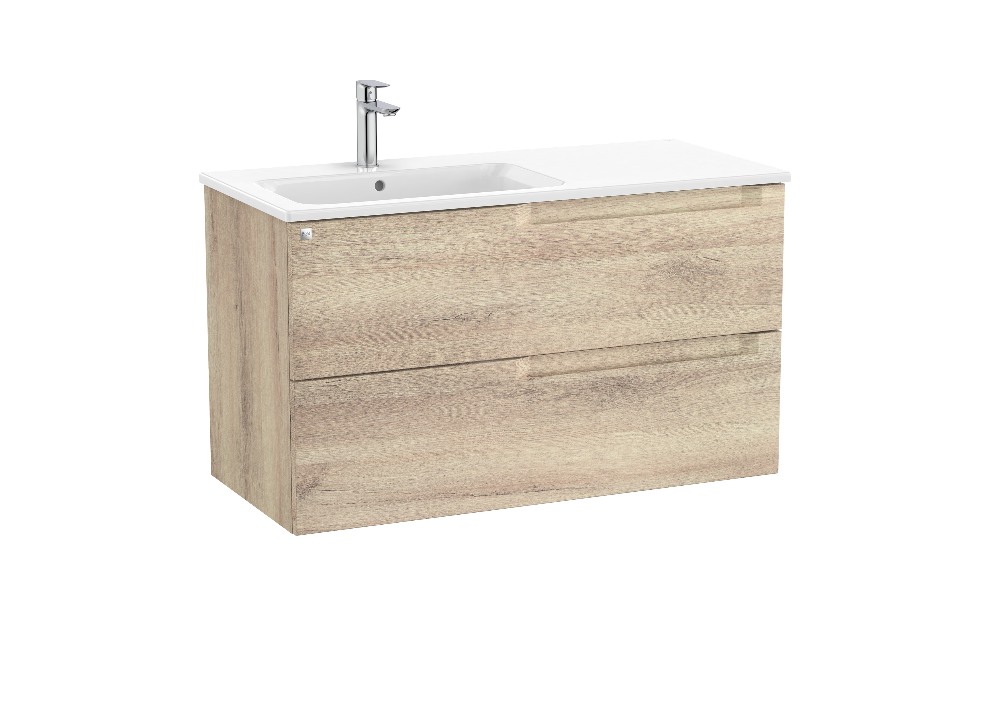 Aleyda unik 2 tiroirs lavabo à gauche 1000 mm bois naturel