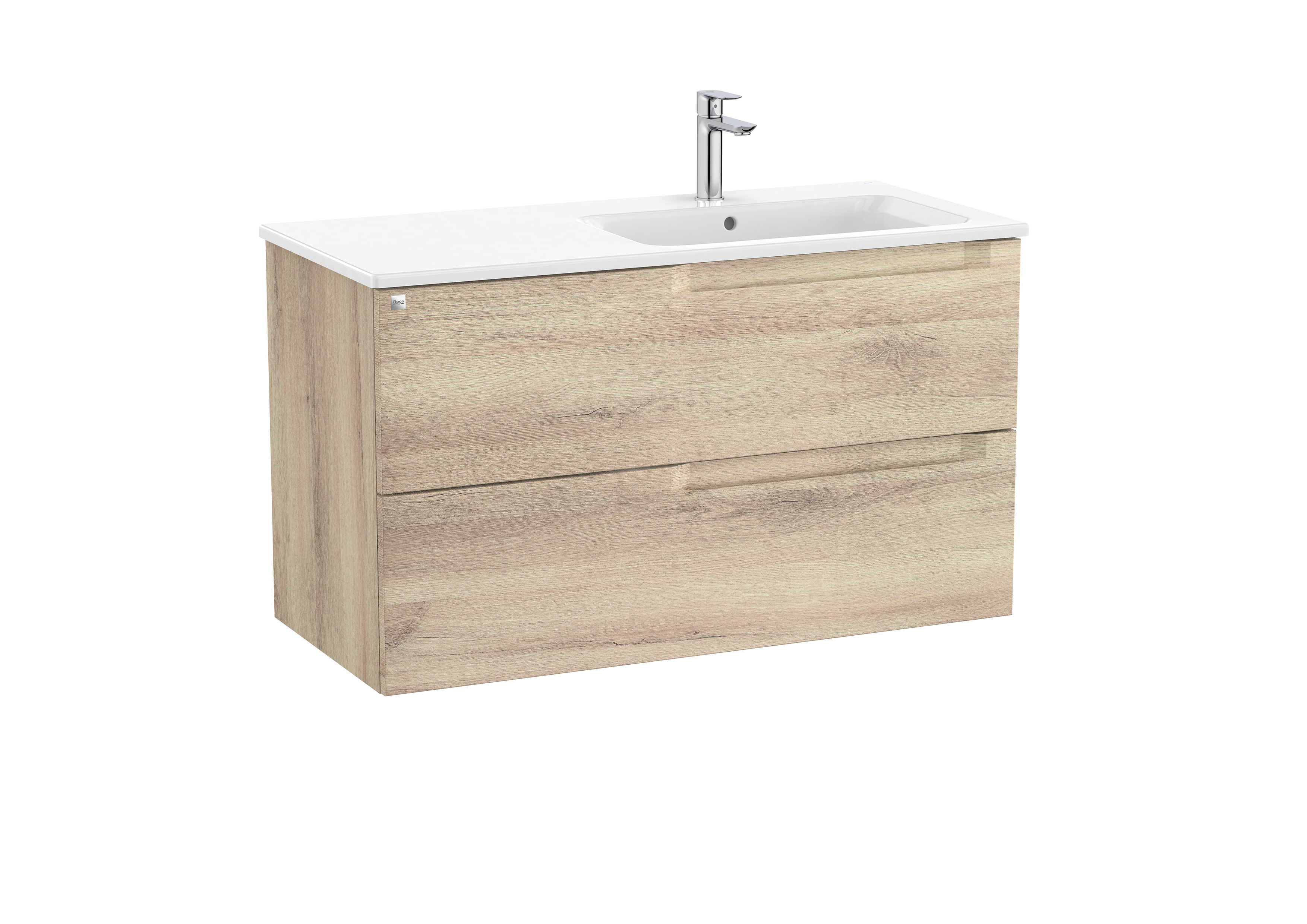 Aleyda unik 2 tiroirs lavabo à droite 1000 mm bois naturel