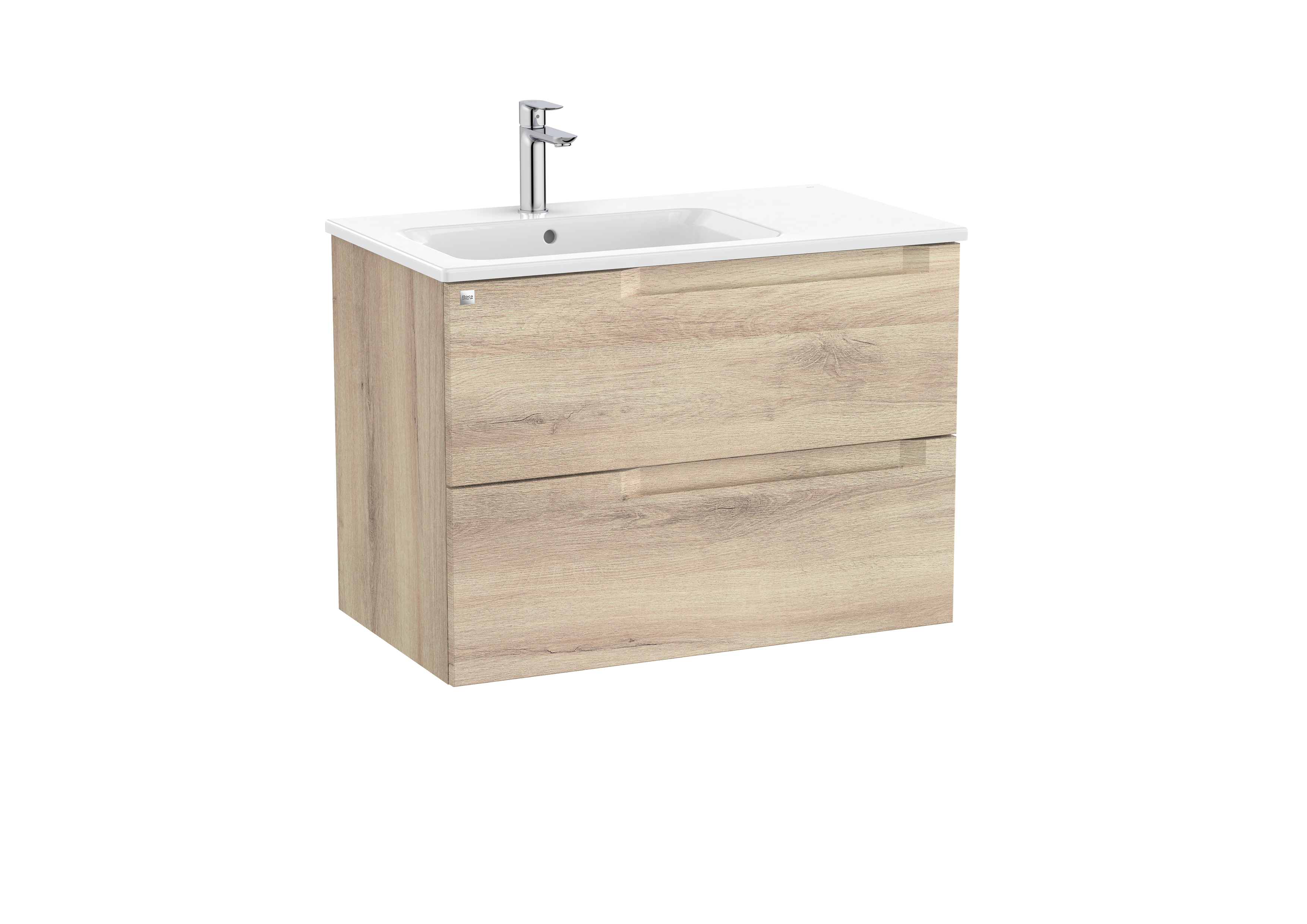 Aleyda unik 2 tiroirs lavabo à gauche 800 mm bois naturel