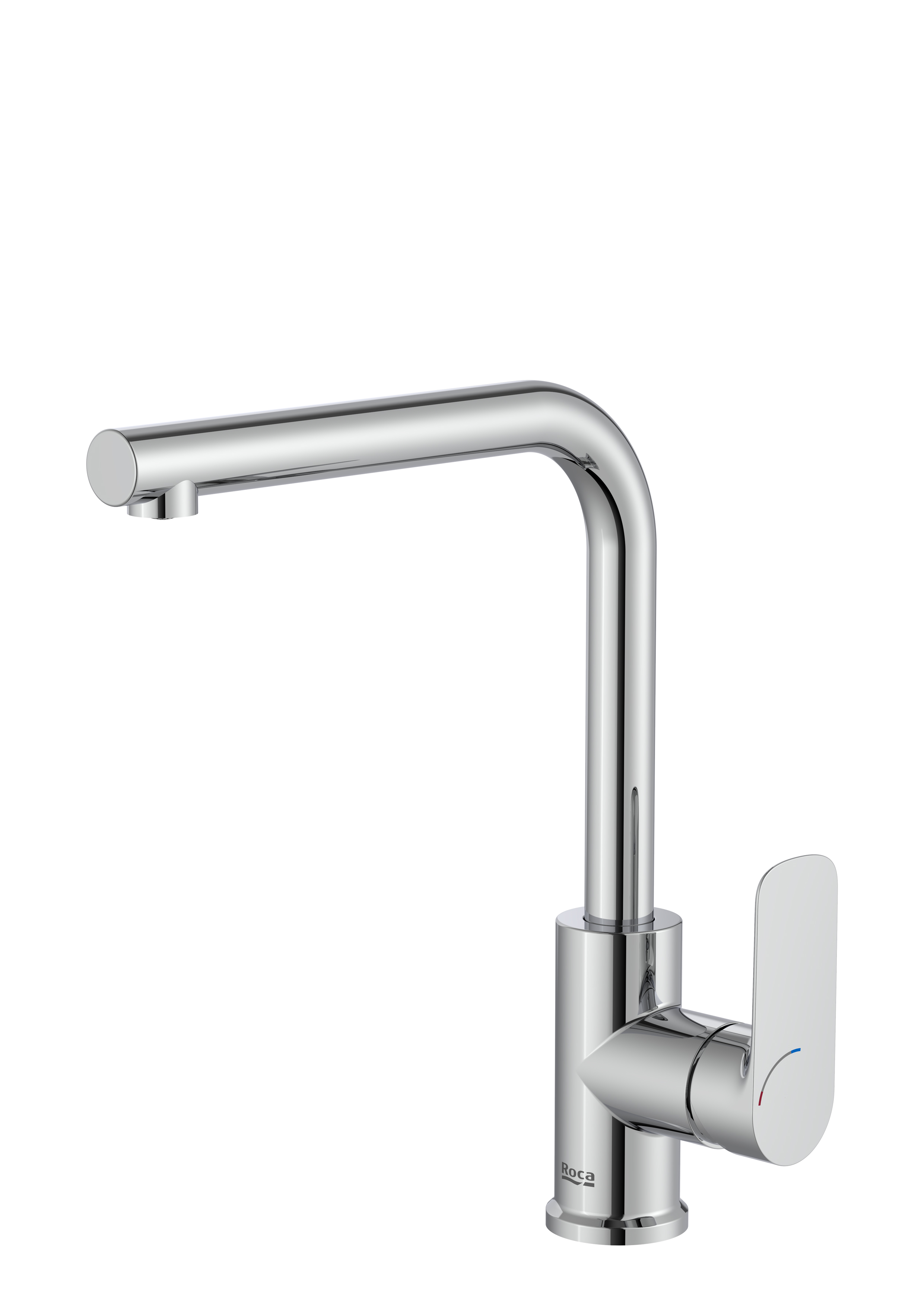 Cala mitigeur pour évier monotrou à bec tube mobile ouverture sur l'eau froide