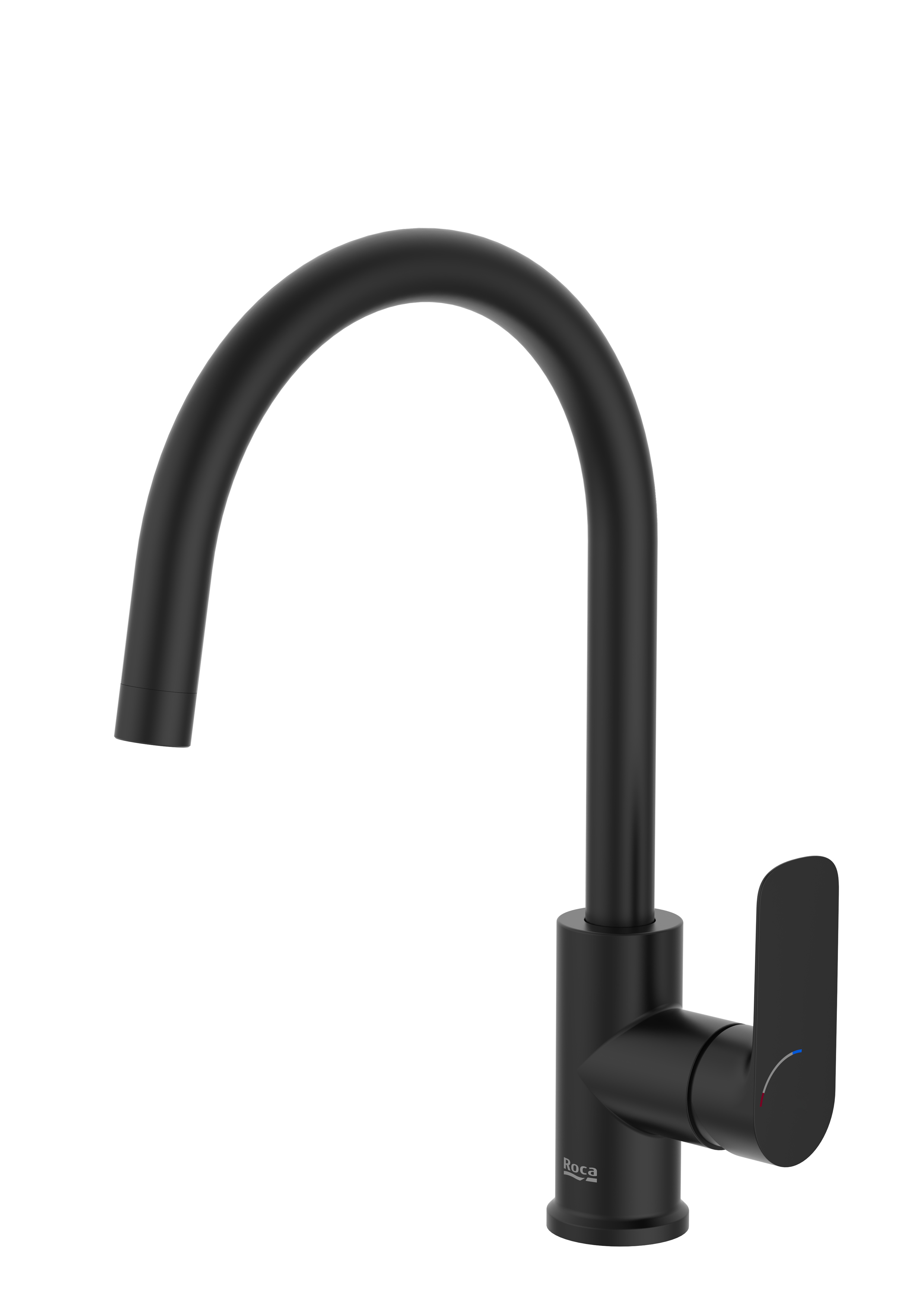 Cala mitigeur évier monotrou à bec tube mobile incurvé noir mat