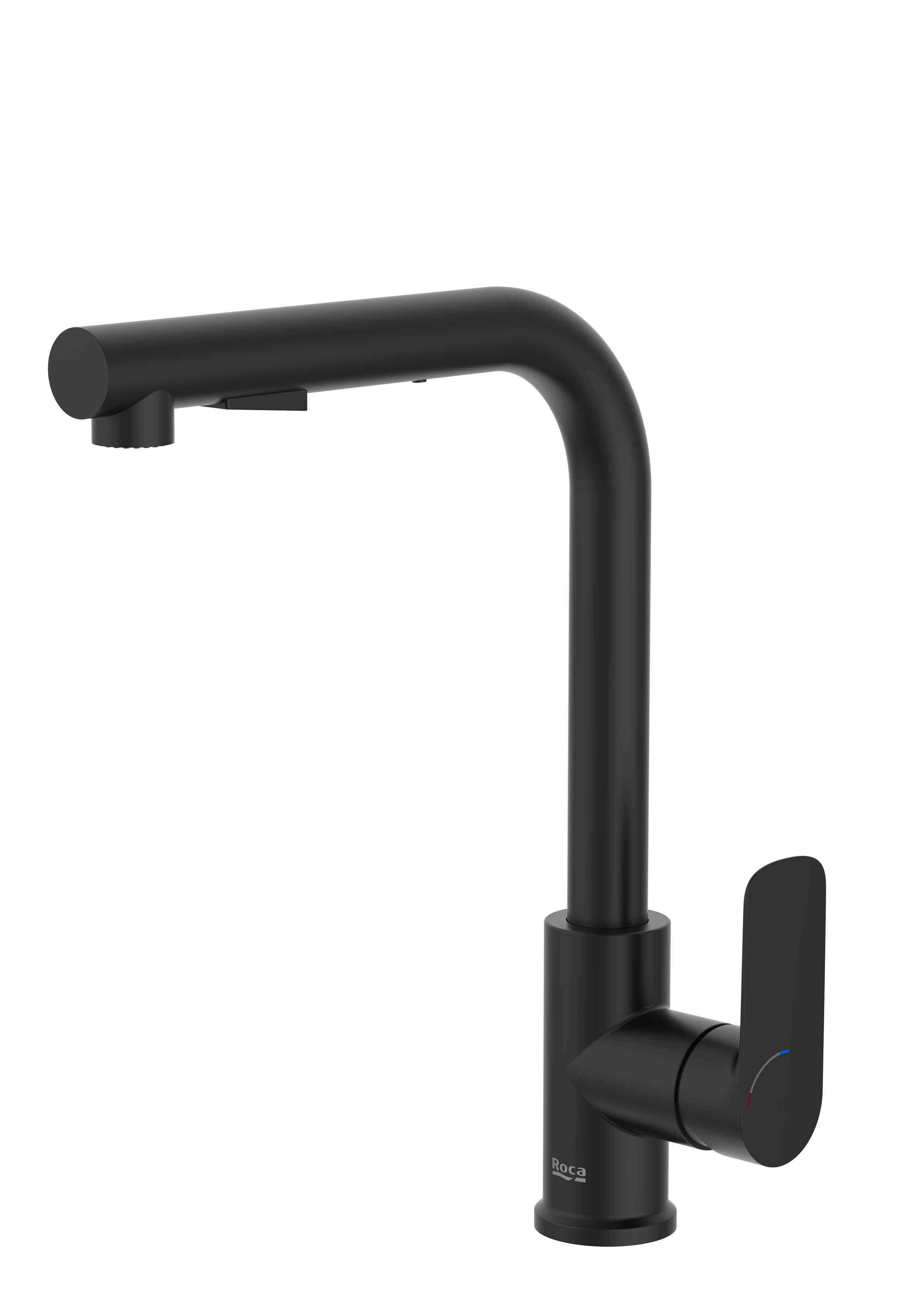 Cala mitigeur évier monotrou à bec tube mobile douchette extractible 2f noir mat