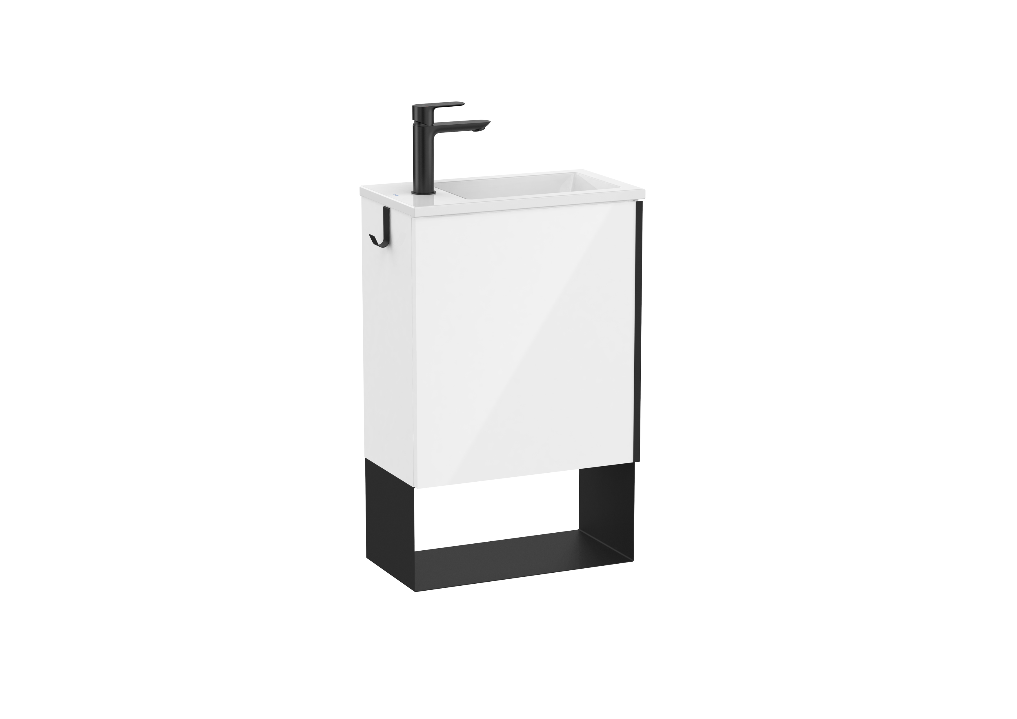 Mini pro unik 1 porte (meuble+lavabo) 450 mm blanc brillant