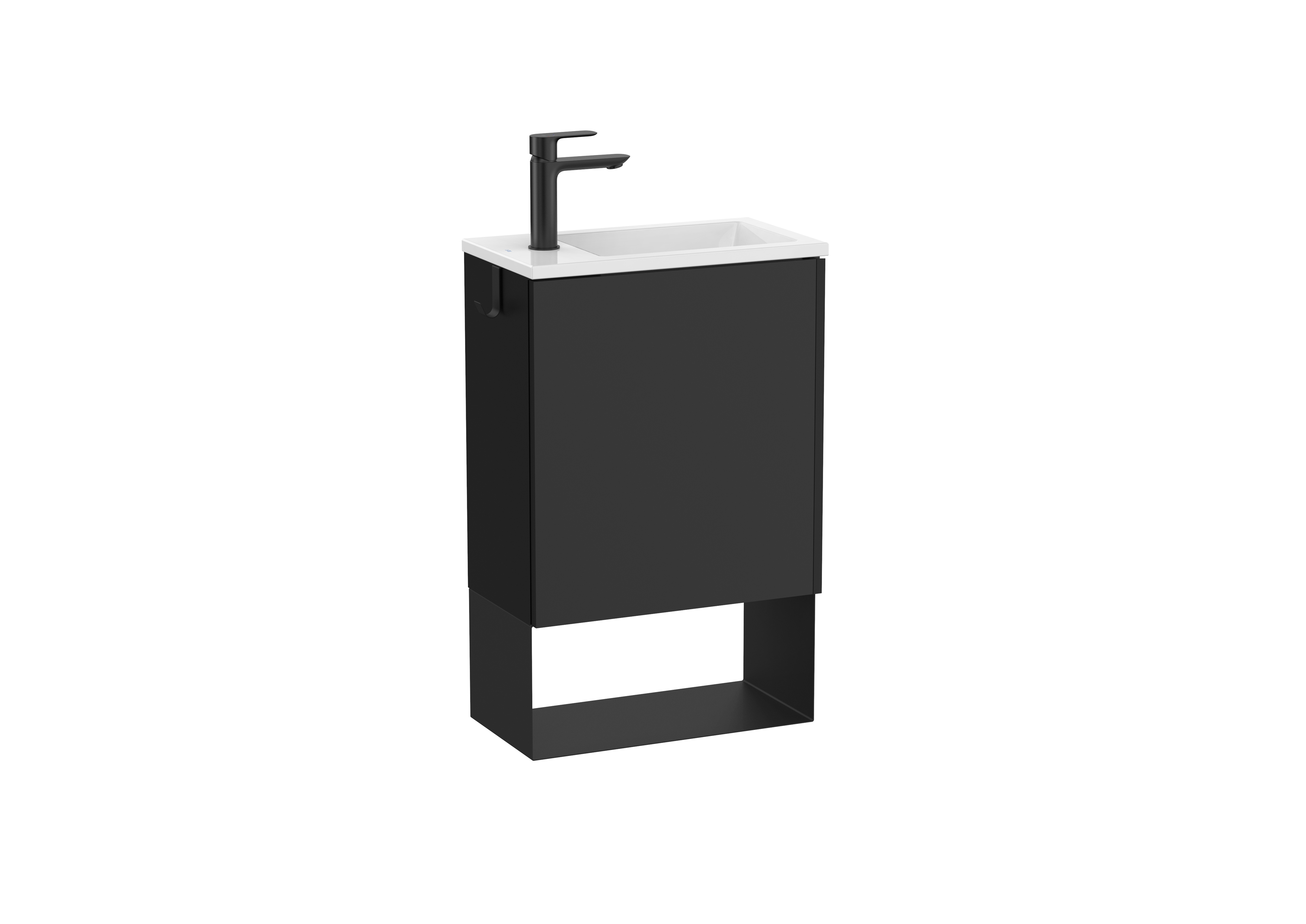 Mini pro unik 1 porte (meuble+lavabo) 450 mm noir mat