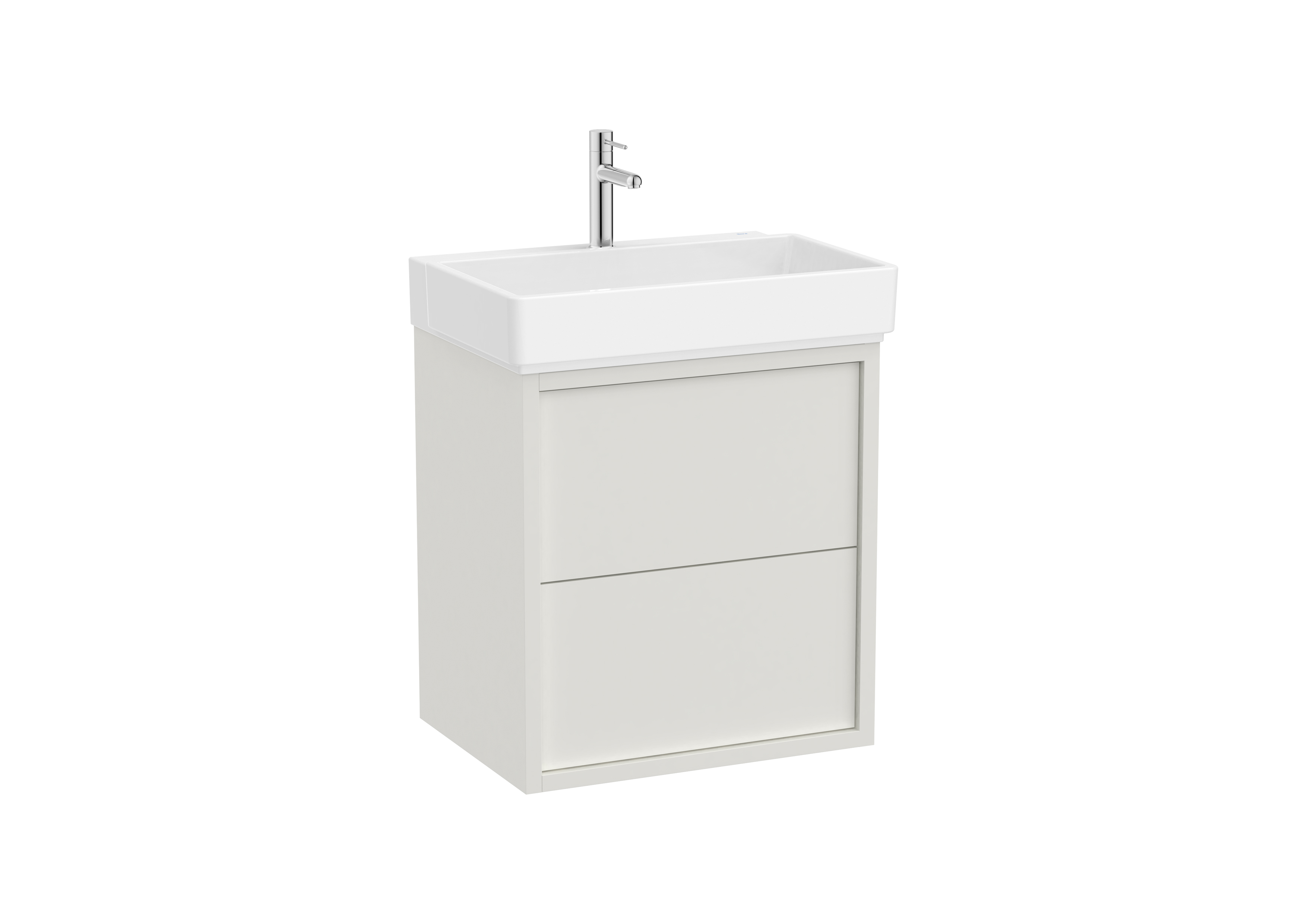 Tura unik (solution meuble 2 tiroirs + lavabo) 600 mm blanc cassé mat