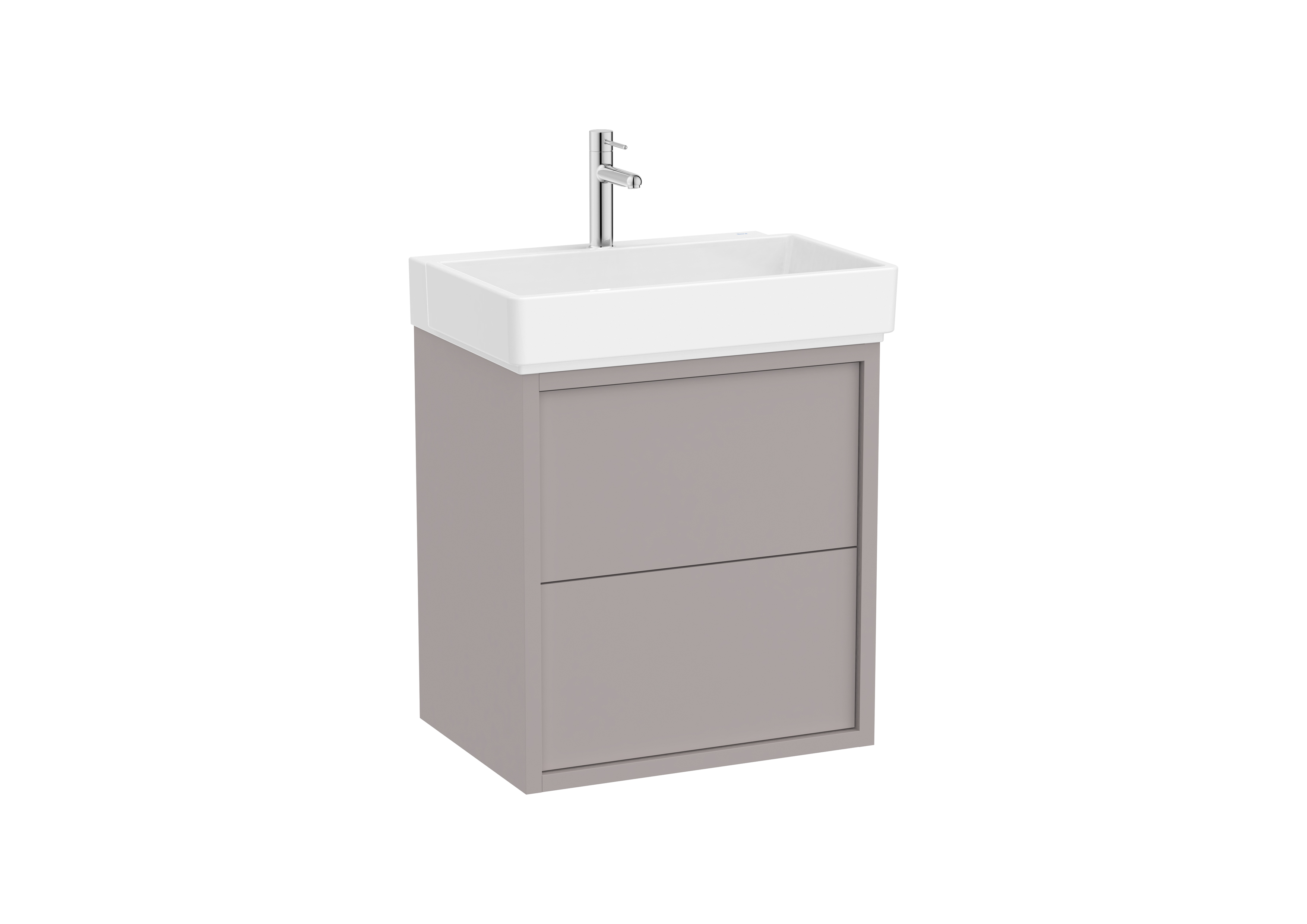 Tura unik (solution meuble 2 tiroirs + lavabo) 600 mm gris clair mat