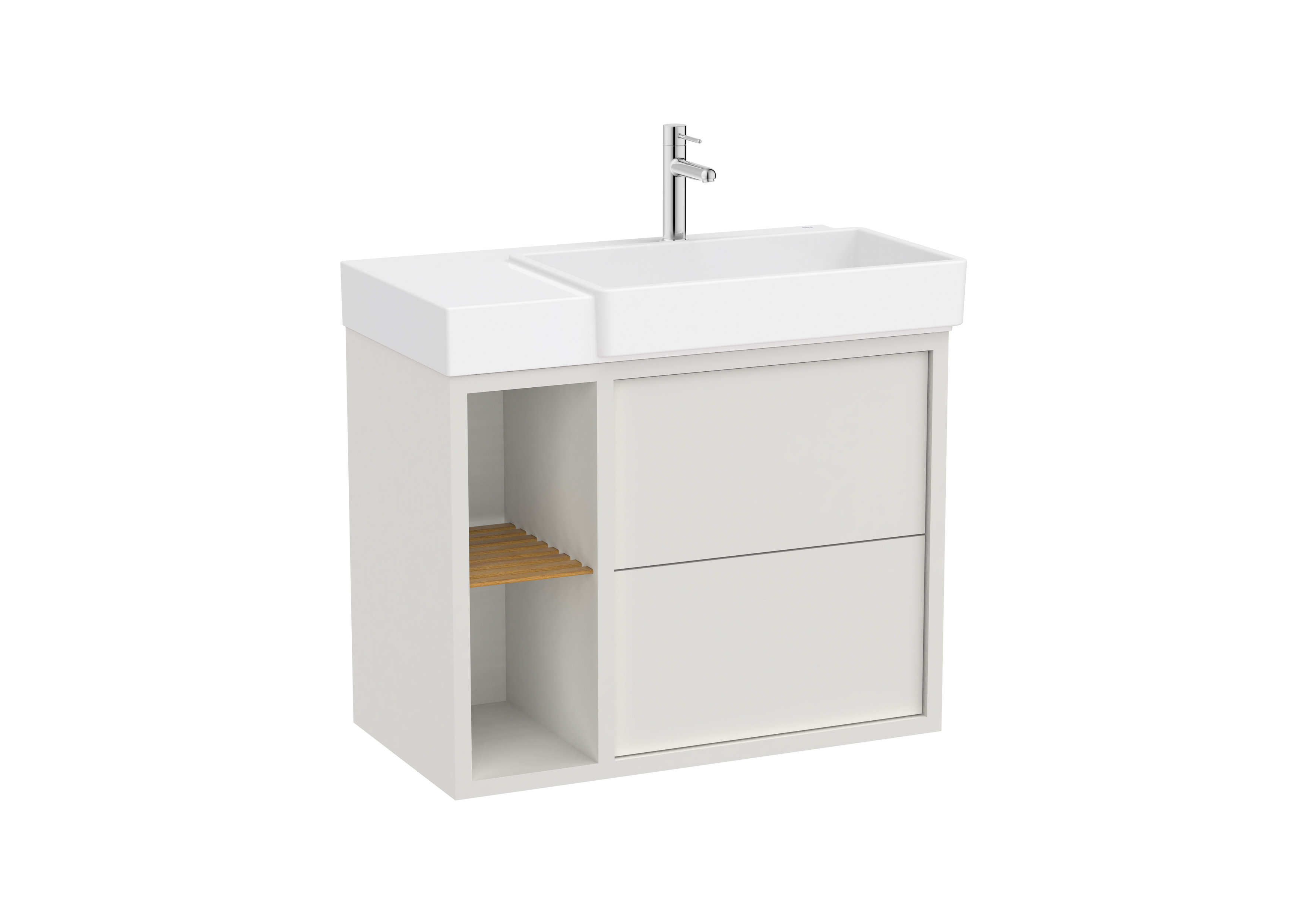 Tura unik 2t 2 niches lat lavabo asymétrique d 800 blc cassé mat