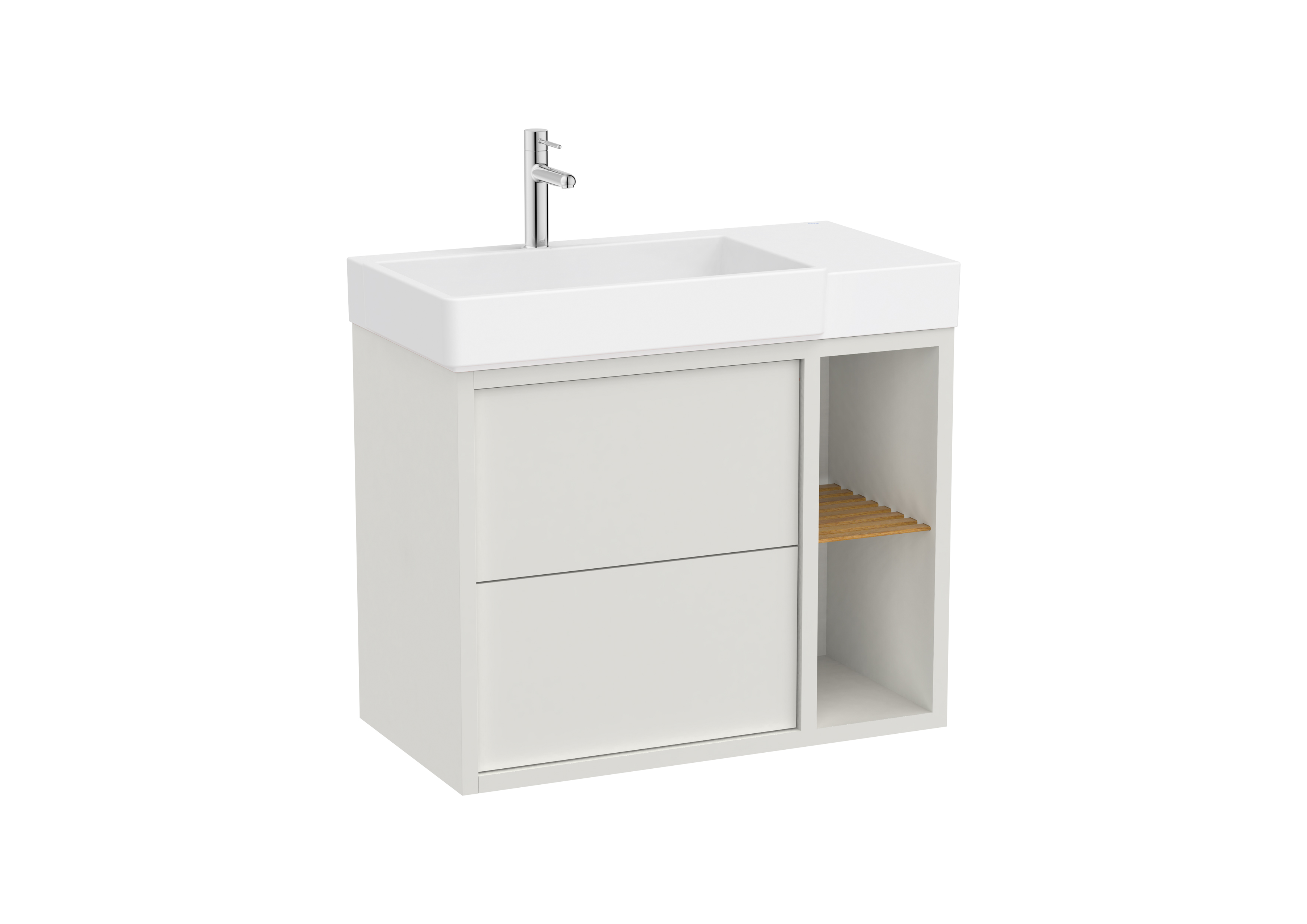 Tura unik 2t 2 niches lat lavabo asymétrique g 800 blc cassé mat