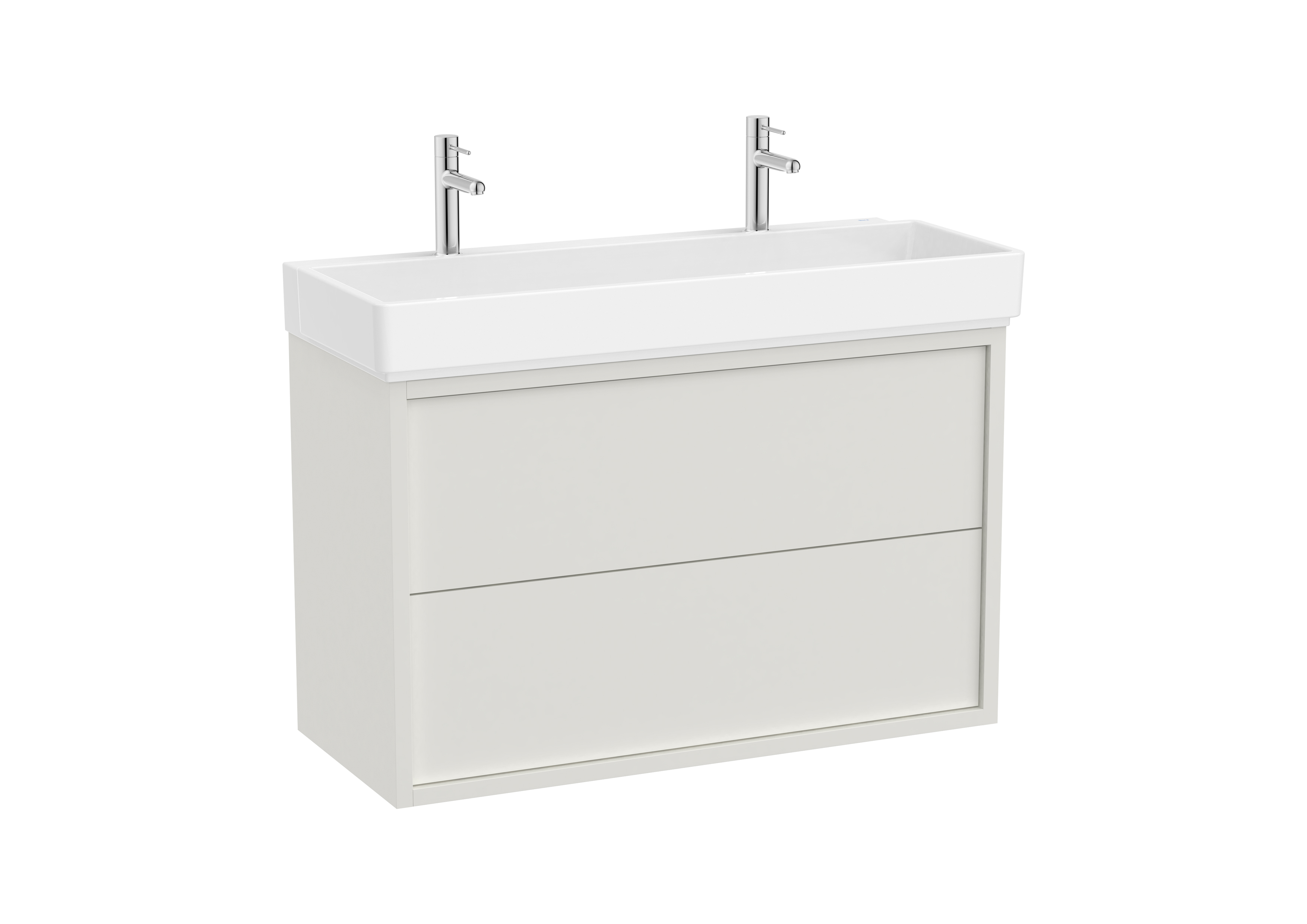 Tura unik (solution meuble 2t + lavabo percé 2 trous) 1000 mm blanc cassé mat