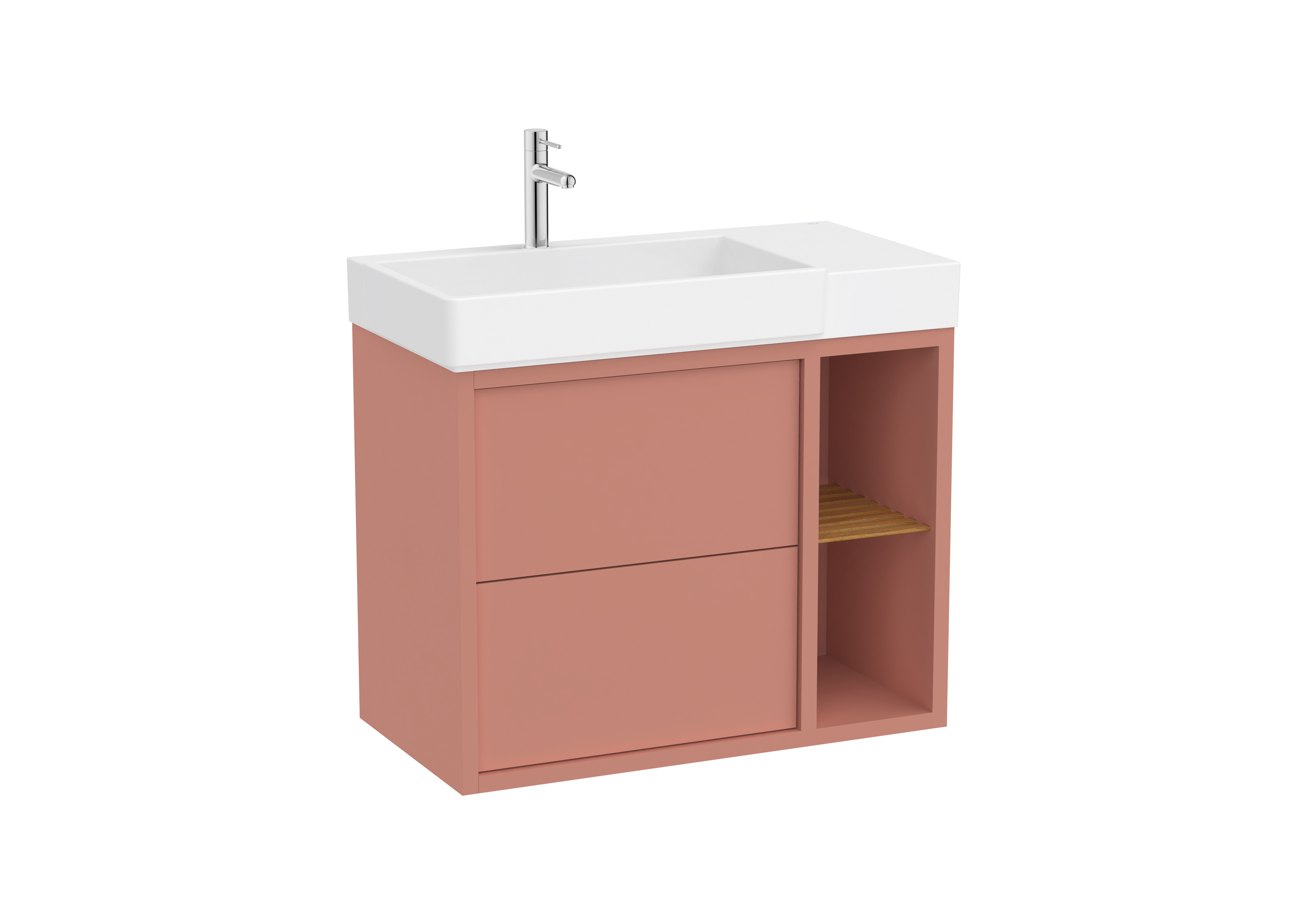Tura unik 2t 2 niches lat lavabo asymétrique g 800 terracotta clair mat