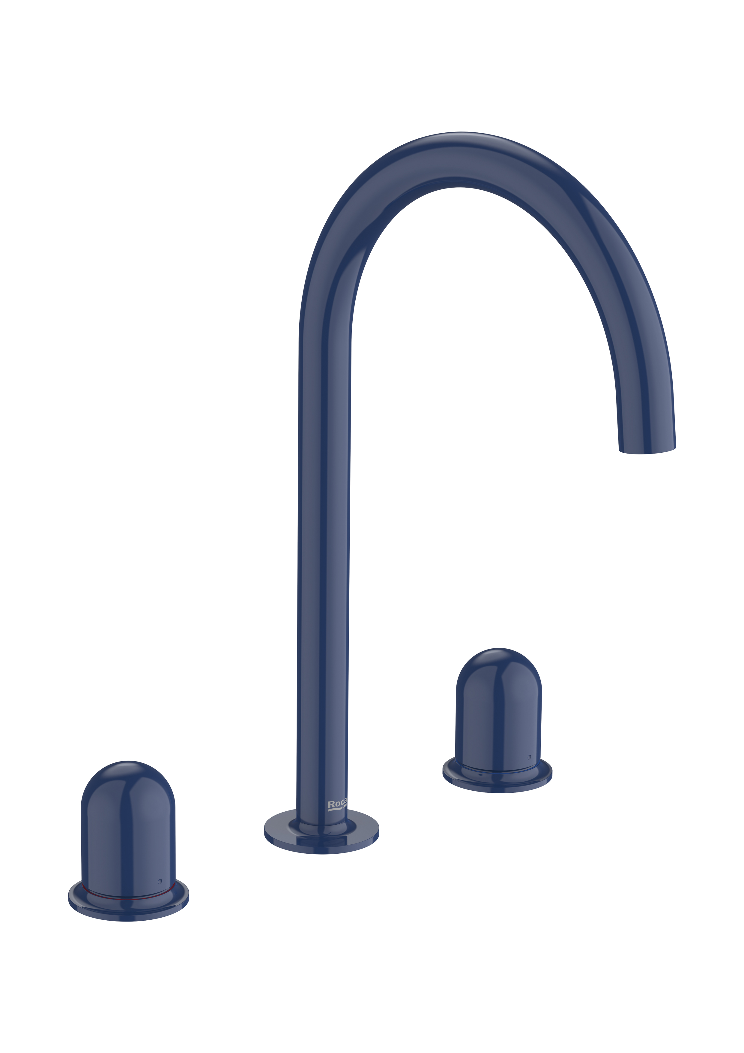 Nu mélangeur pour lavabo l 3 trous corps lisse poignée dôme bleu cobalt