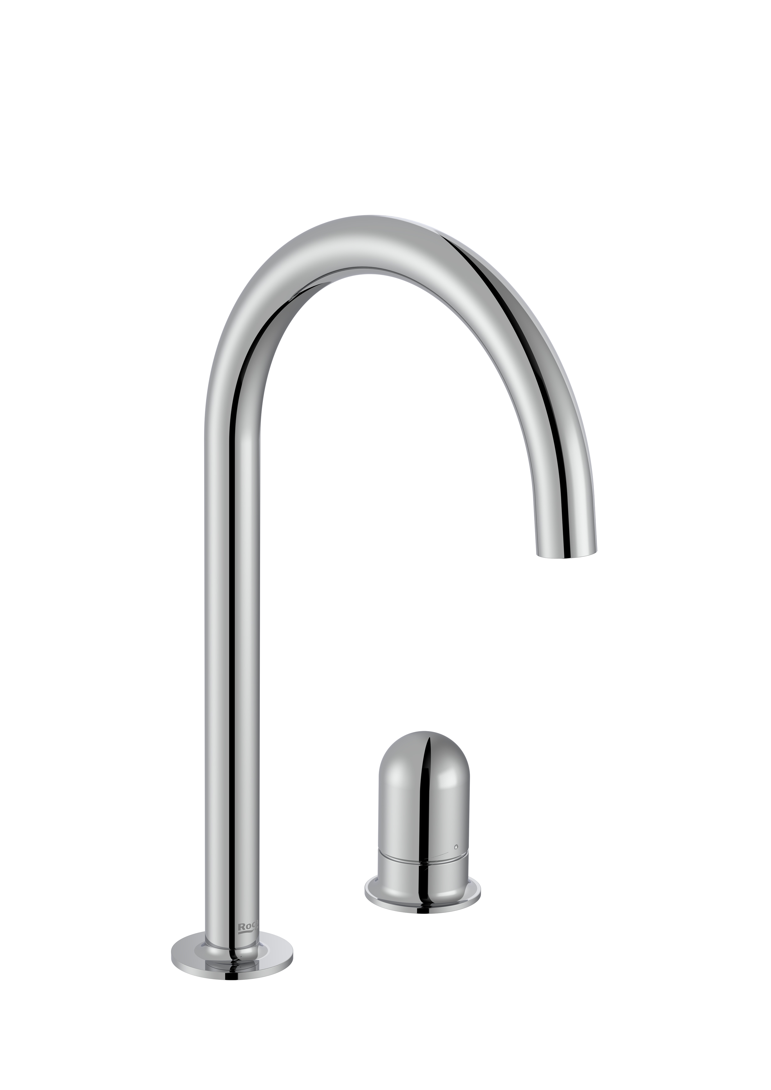 Nu mitigeur lavabo l 2 trous corps lisse poignée dôme chromé