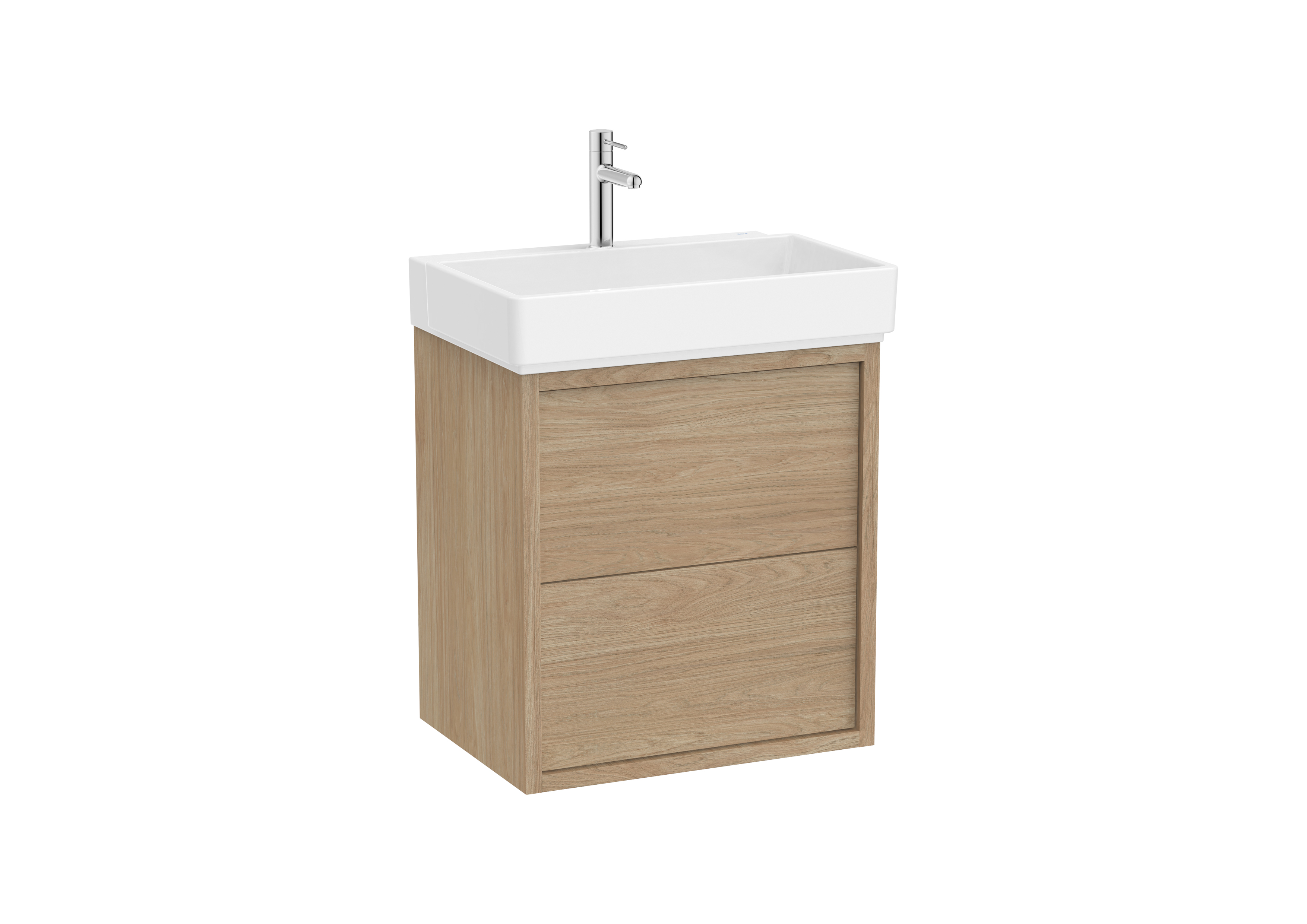 Tura unik (solution meuble 2 tiroirs + lavabo) 600 mm orme clair