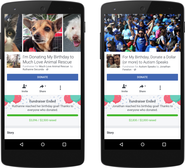 Facebook birthday fundraiser