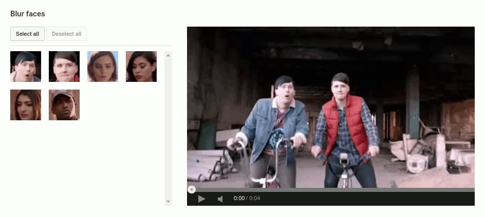 YouTube Blu Faces Tool detects faces
