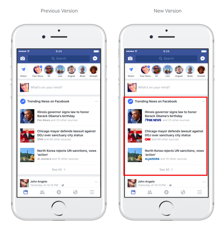 Publisher logos on Facebook Trending