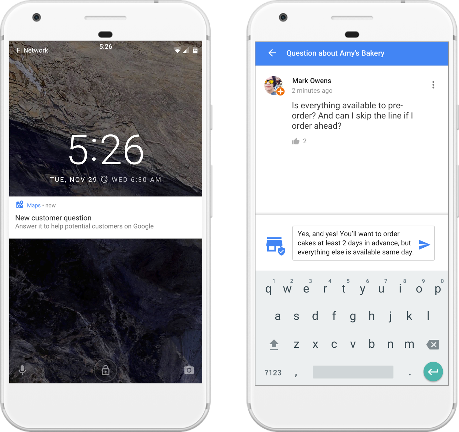 Push notification & answer to questions-answer feature on Android