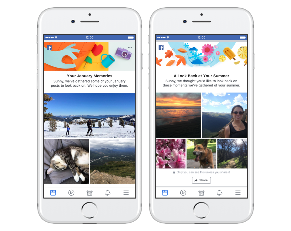 Facebook monthly or seasonal memory recap story
