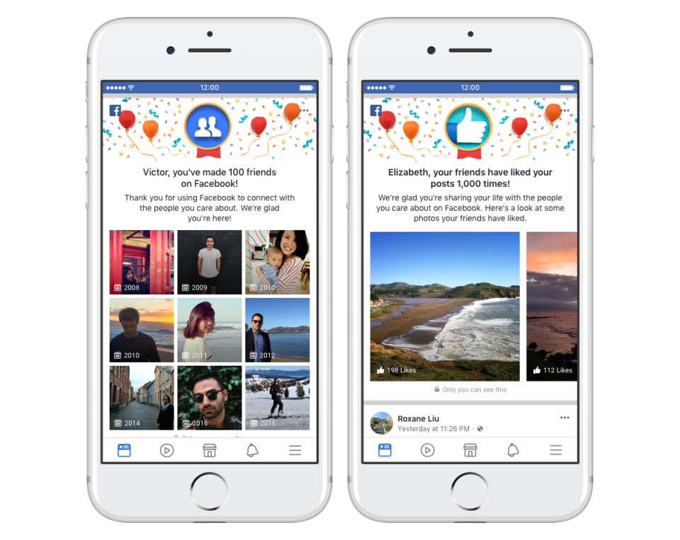 Facebook celebratory messages