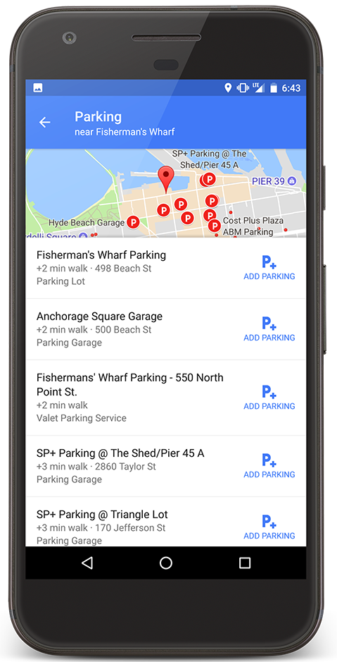 Google Maps Find Parking Lots