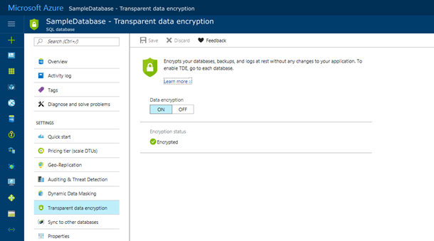 Enable TDE for Azure SQL Database and Warehouse