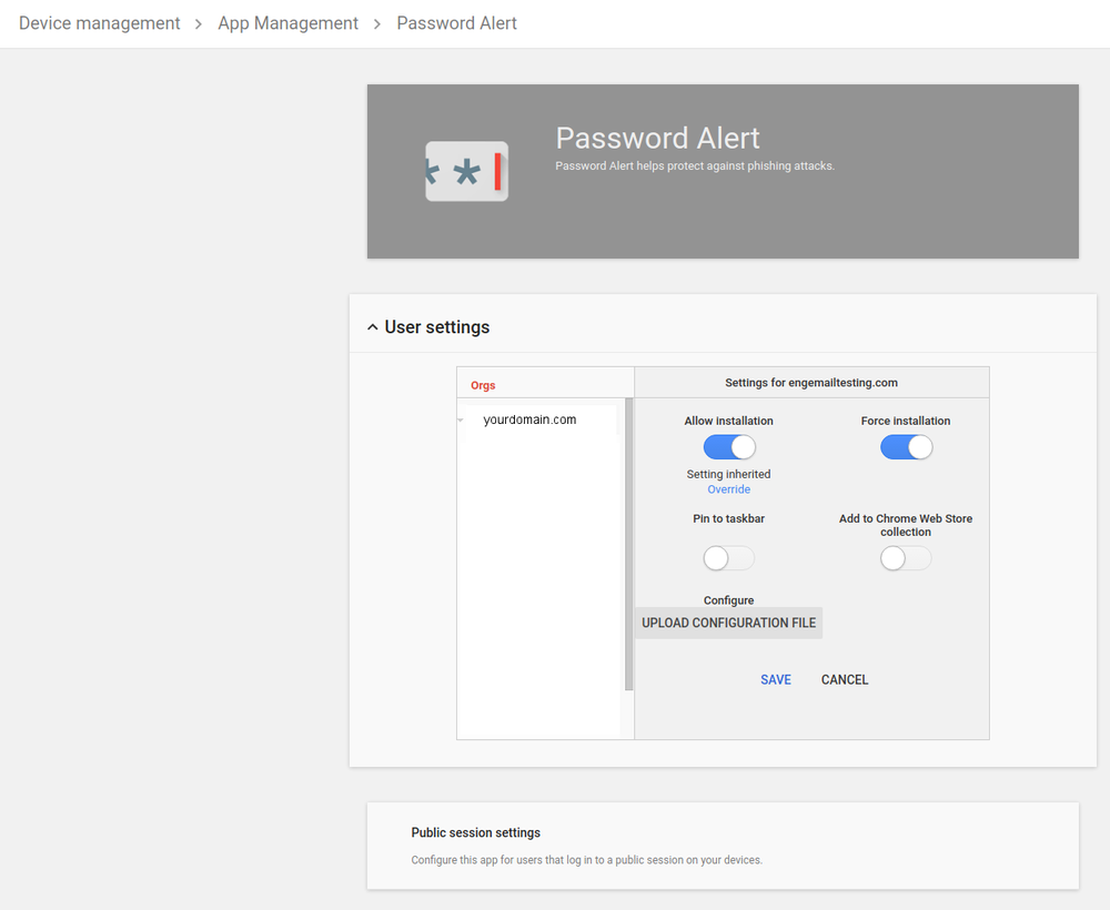 deploy password alert extension for chrome in g suite