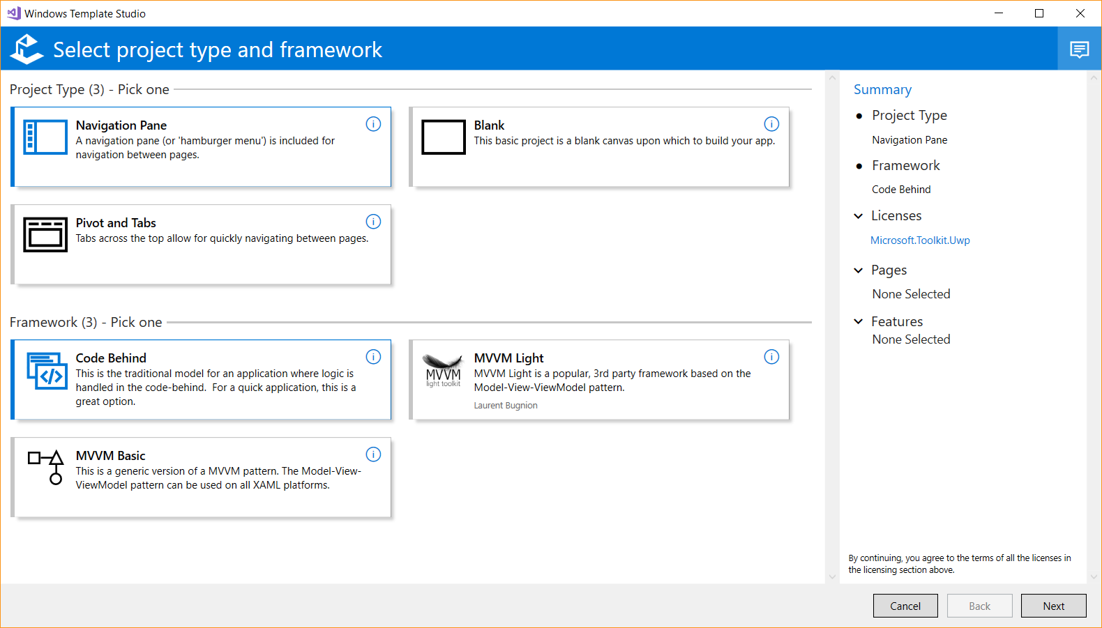 windows template studio 1.3