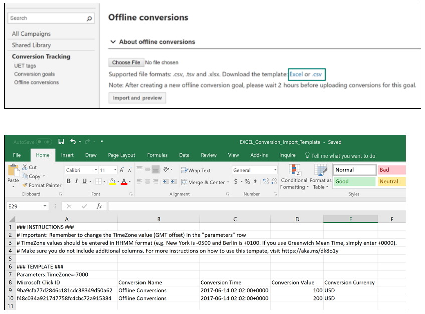 Bing Ads Import Template