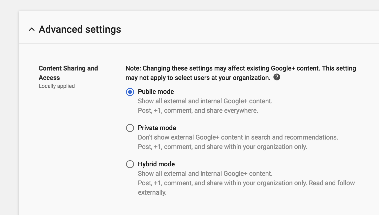 New Google+ sharing settings in G Suite