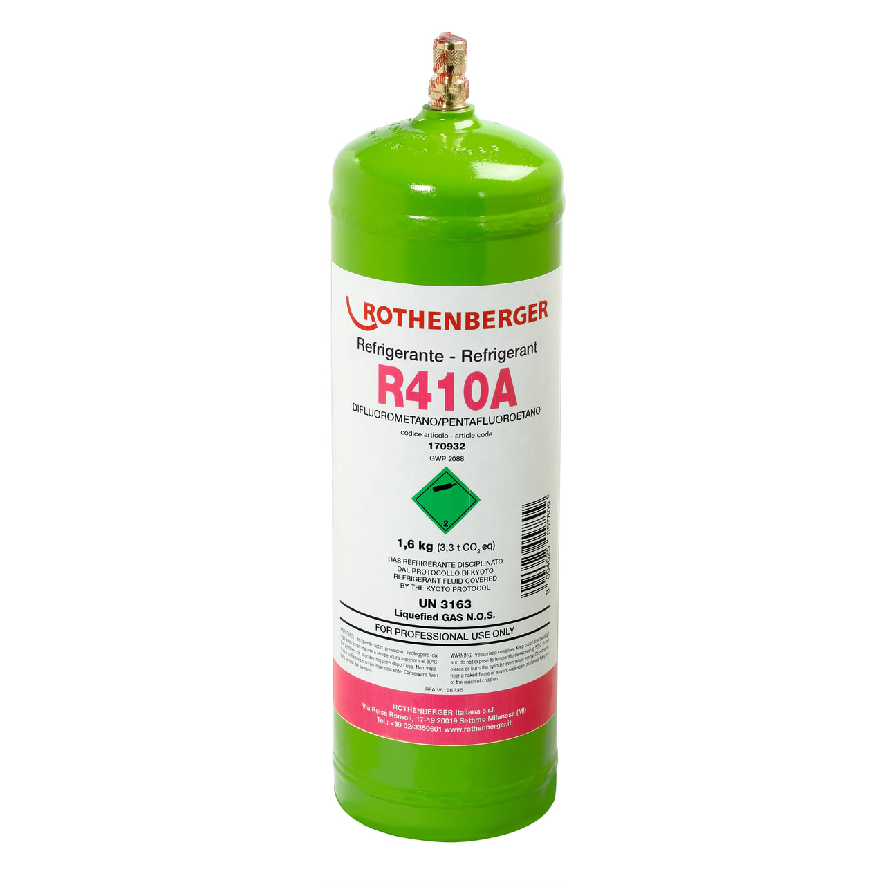 R410A hűtőközeg, 2 l, 40 bar, acélpalack | Hűtőközeg | ROTHENBERGER