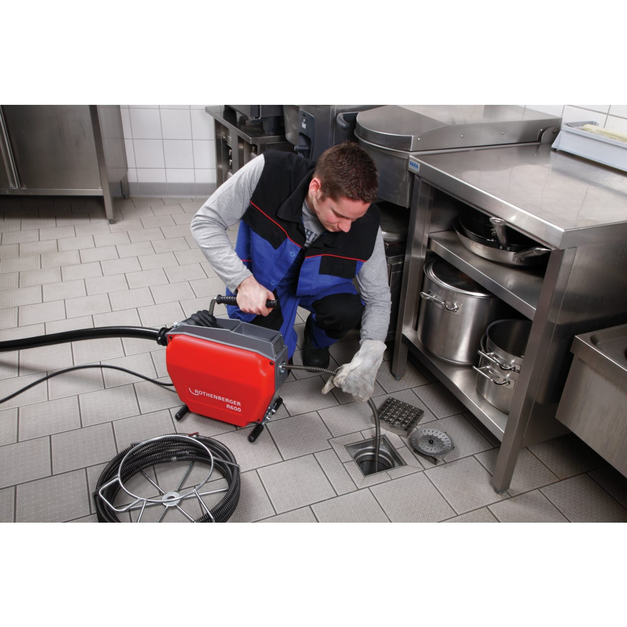 R600 Pipe cleaning machine with spiral/tool set 1622 mm Pipe cleaning machines ROTHENBERGER