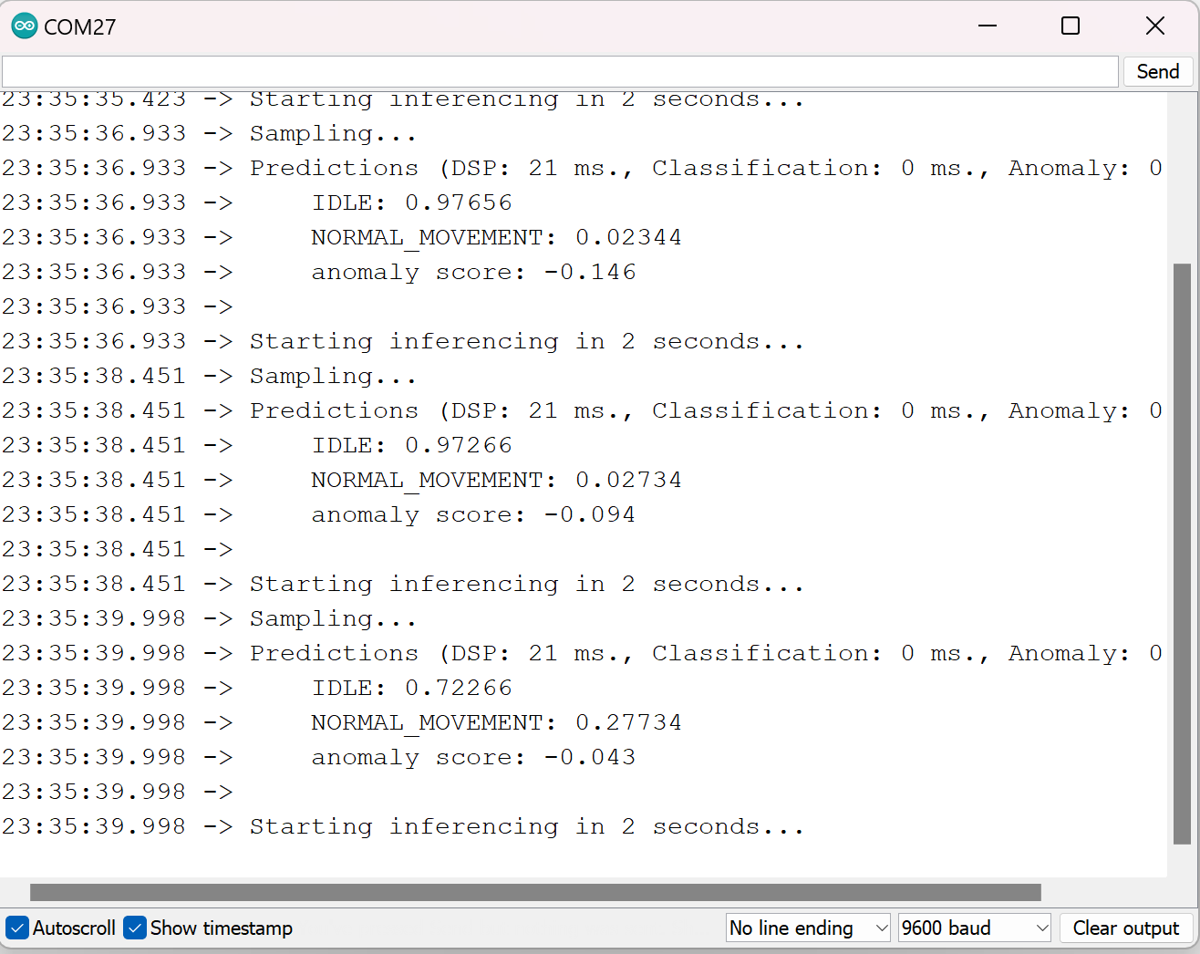 serial monitor output of Arduino