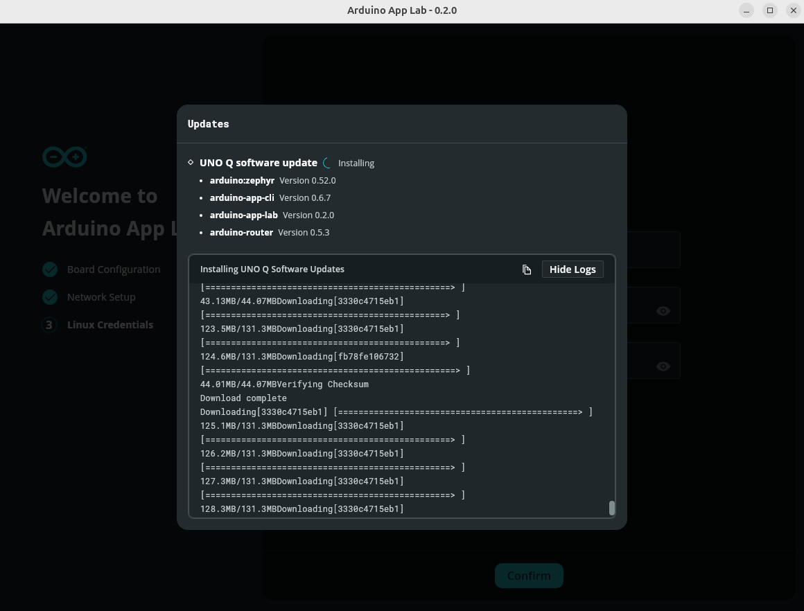 Arduino App Lab Showing Updates